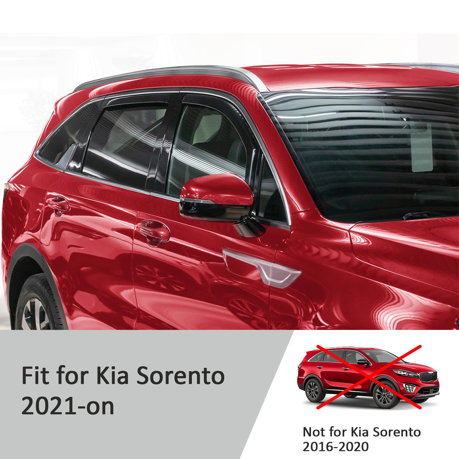 Voron Glass In-Channel Extra Durable Rain Guards For Kia Sorento 2021-2025, Window Deflectors, Vent Window Visors, 4 Pieces - 22