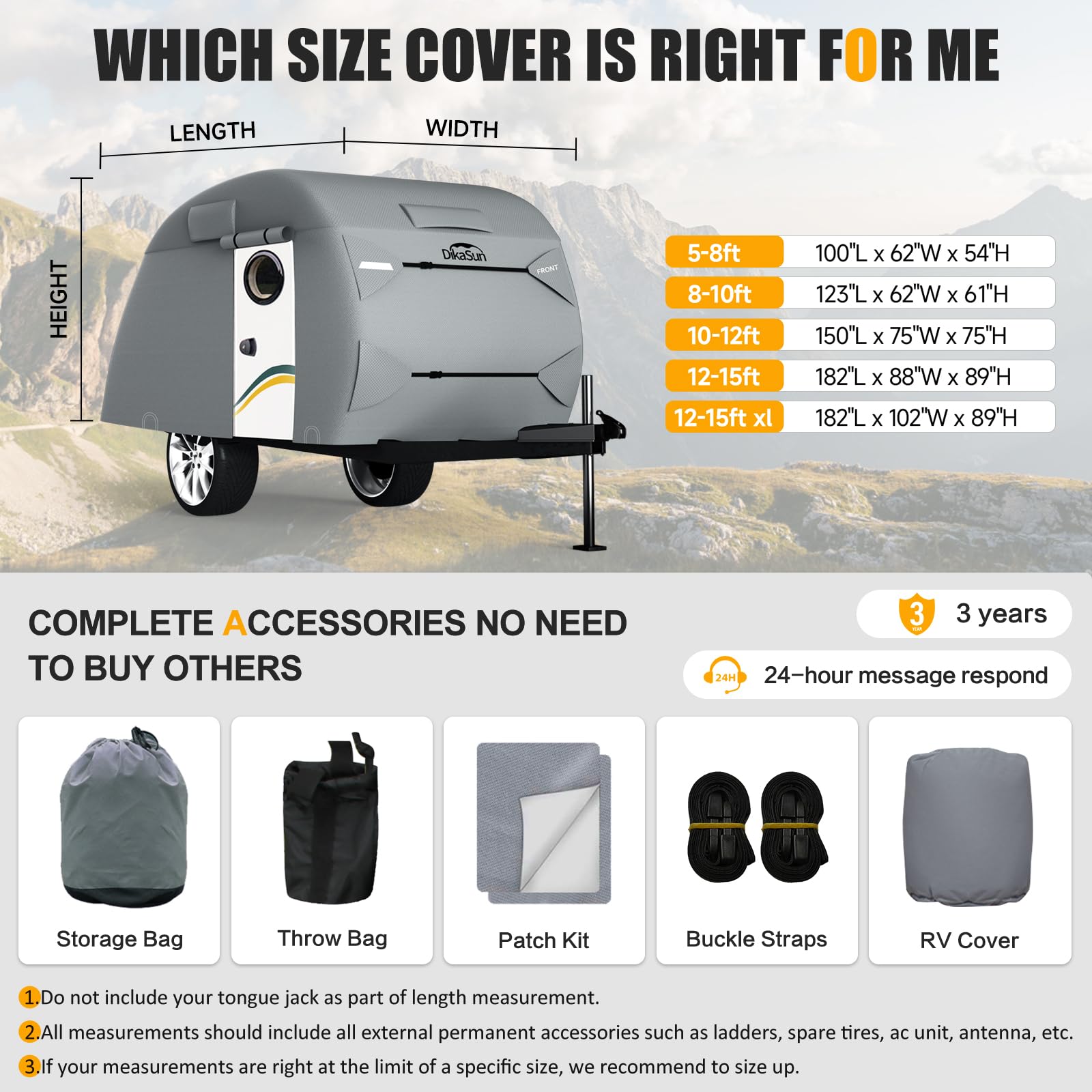 Teardrop Trailer Cover, 7 Layers Waterproof Camper Cover (Fits 5' - 8' Trailers), Tear-Resistant Travel Trailer Cover For Forest