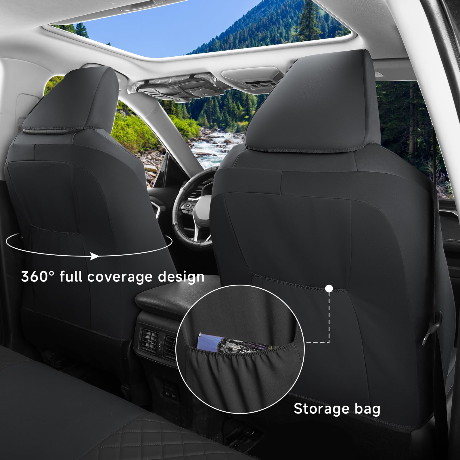 GIANT PANDA Customized Full Set Car Seat Covers Fit for Toyota Highlander 2015 2016 2017 2018 2019 LE,XLE,Limited,Hybrid Second