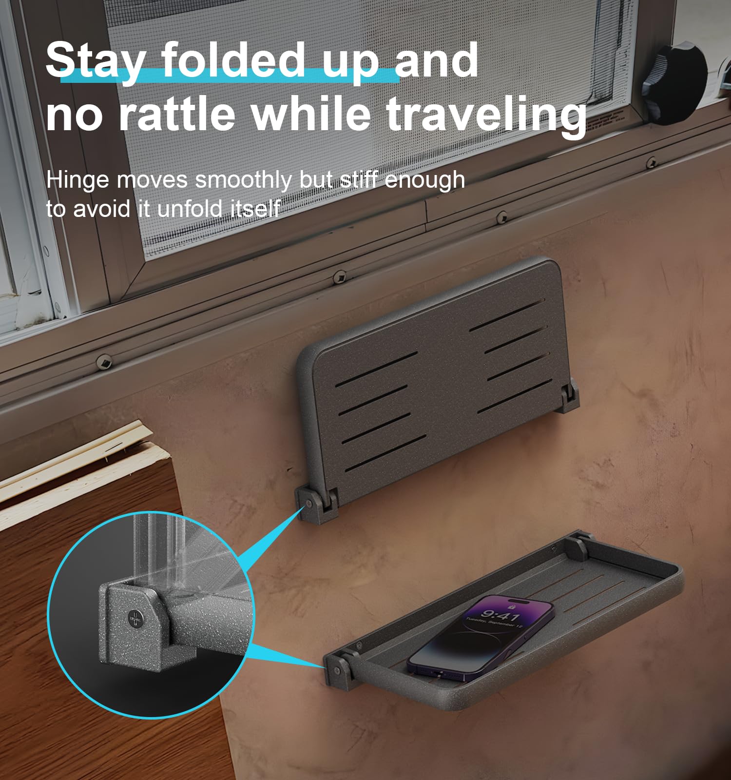 Aluminum RV Folding Wall Shelves 12 Inch Collapsible Fold Down Bookshelf for Camper - Small Foldable Trailer Interior Hidden Bed