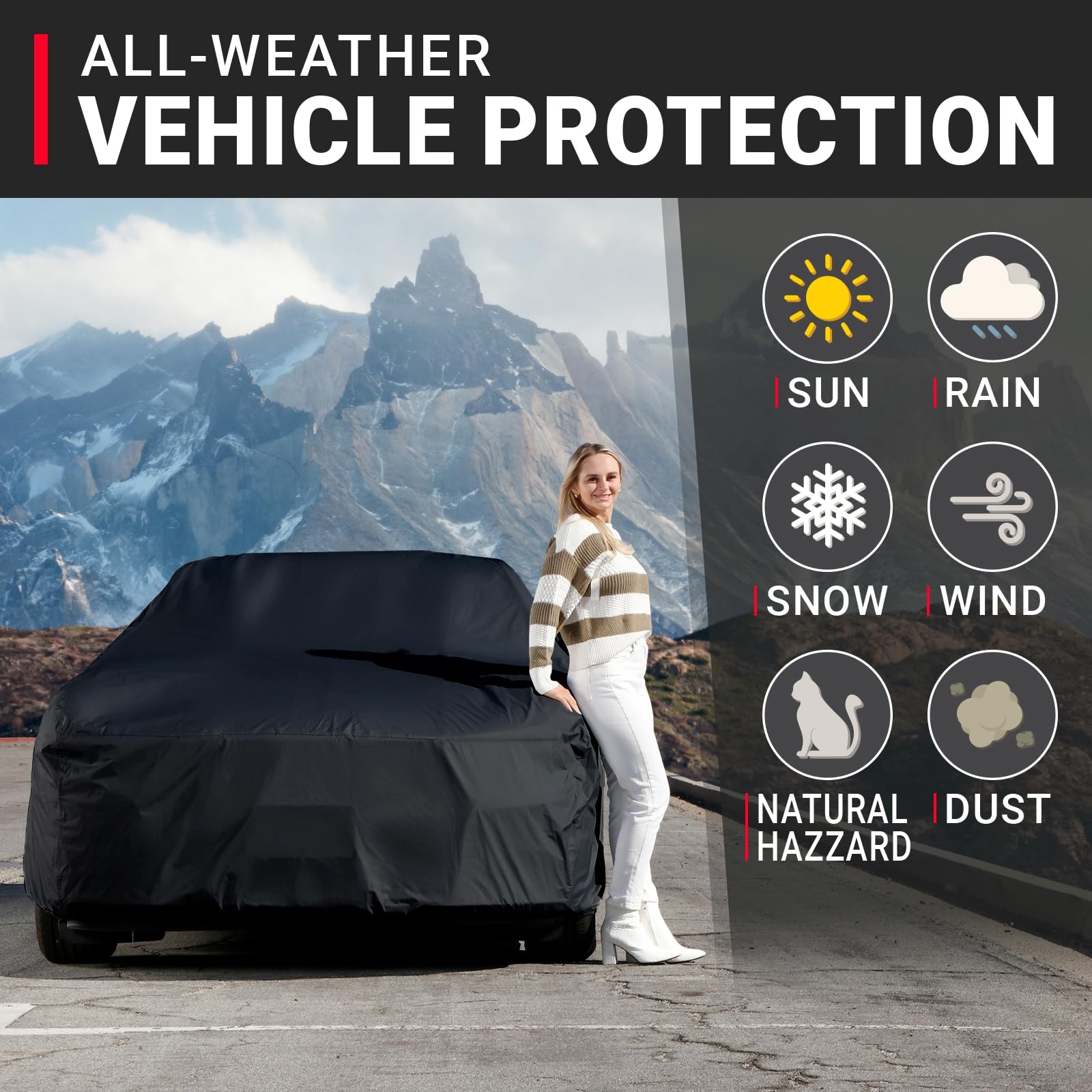 iCarCover 30-Layer Premium Car Cover Waterproof All Weather Rain Snow UV Sun Protection, Chevy El Camino, Bel Air, Chevelle, Pon