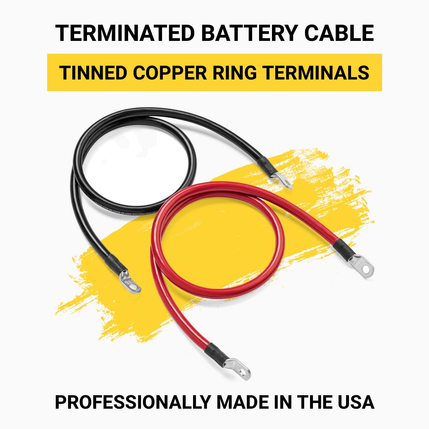 Spartan Power Battery Cable 2 Foot 4 Gauge AWG Wire Set 5/16'' M8