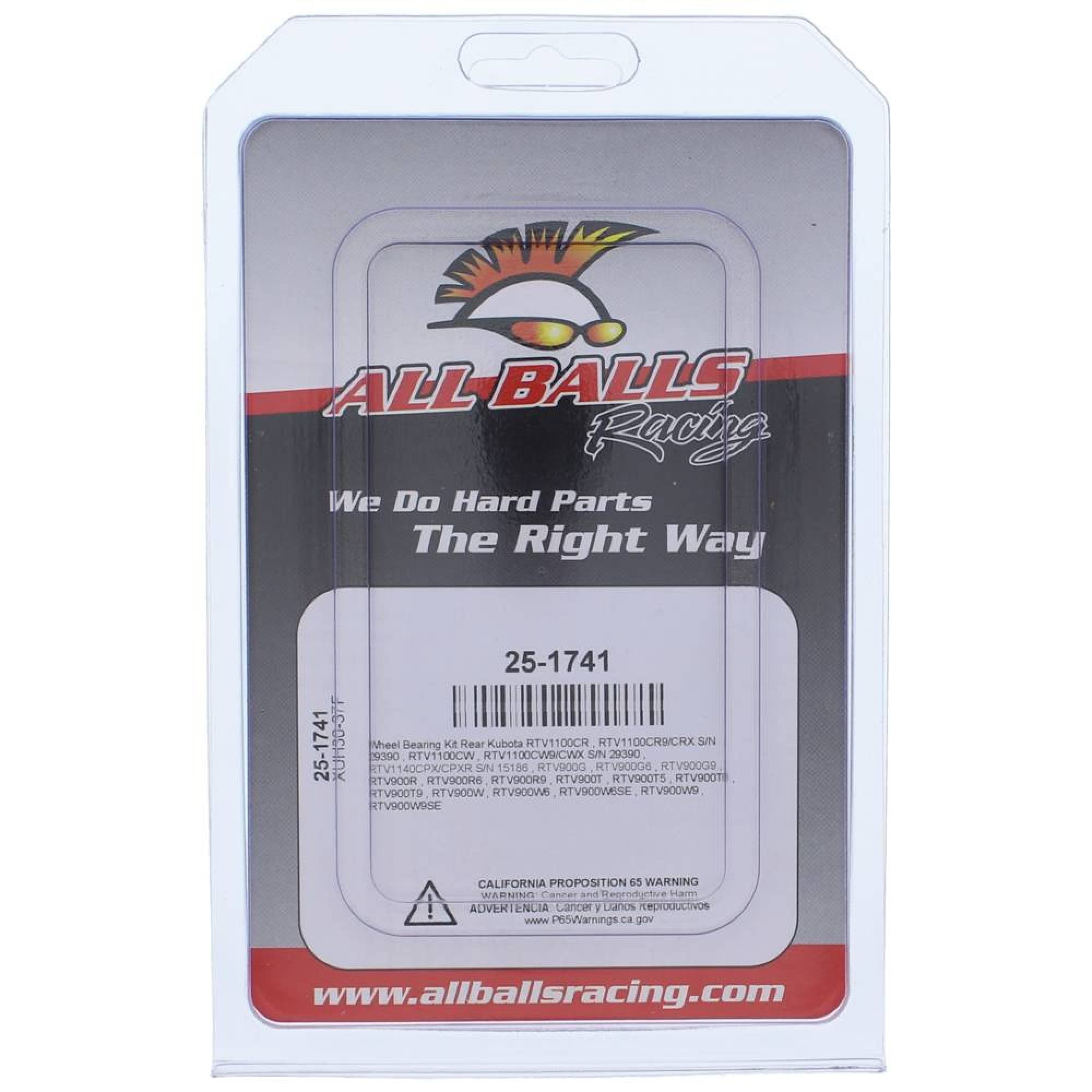 All Balls Racing 25-1741 Wheel Bearing Kit Compatible with/Replacement for Kubota RTV 900 G, RTV-X 1140 CPX, RTV-X 1100 CW9/CWX