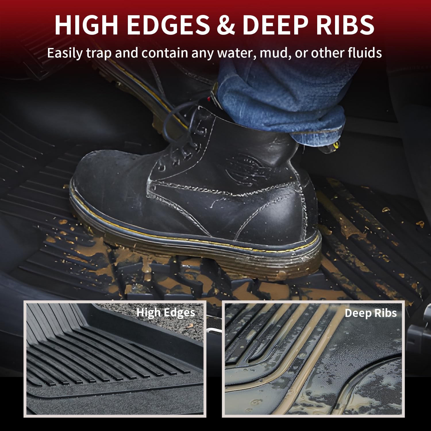 Lasfit Premium Extra Thick Floor Mats For Tesla Model 3 2020 2019 2018 2017 All Weather Tpe Custom Fit Floor Liners 1St & 2Nd Fr