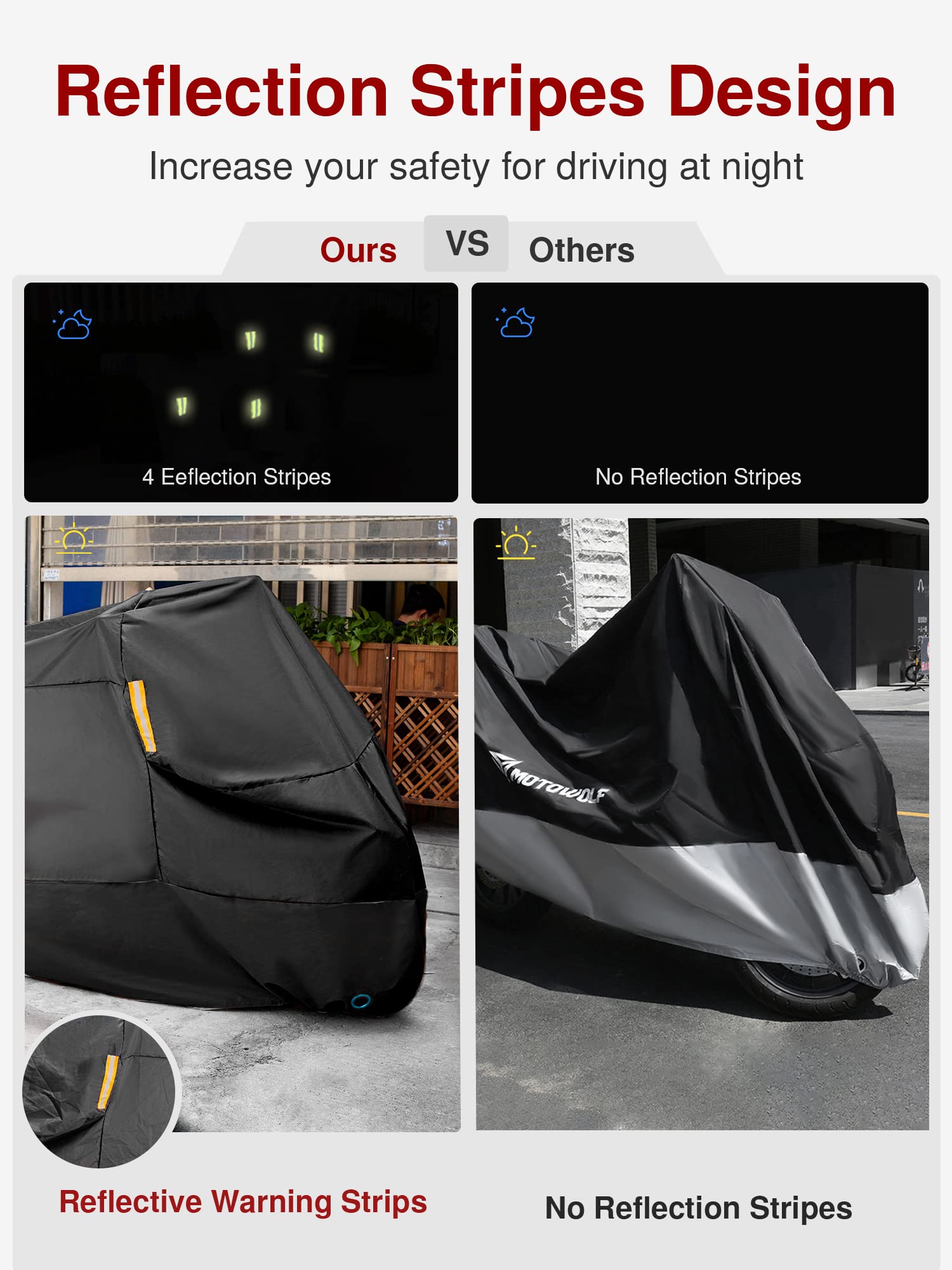 Puroma Motorcycle Cover, 97'' Xx-Large Heavy Duty Motorcycle Cover Waterproof Outdoor Indoor Scooter Shelter Protection With 4 R