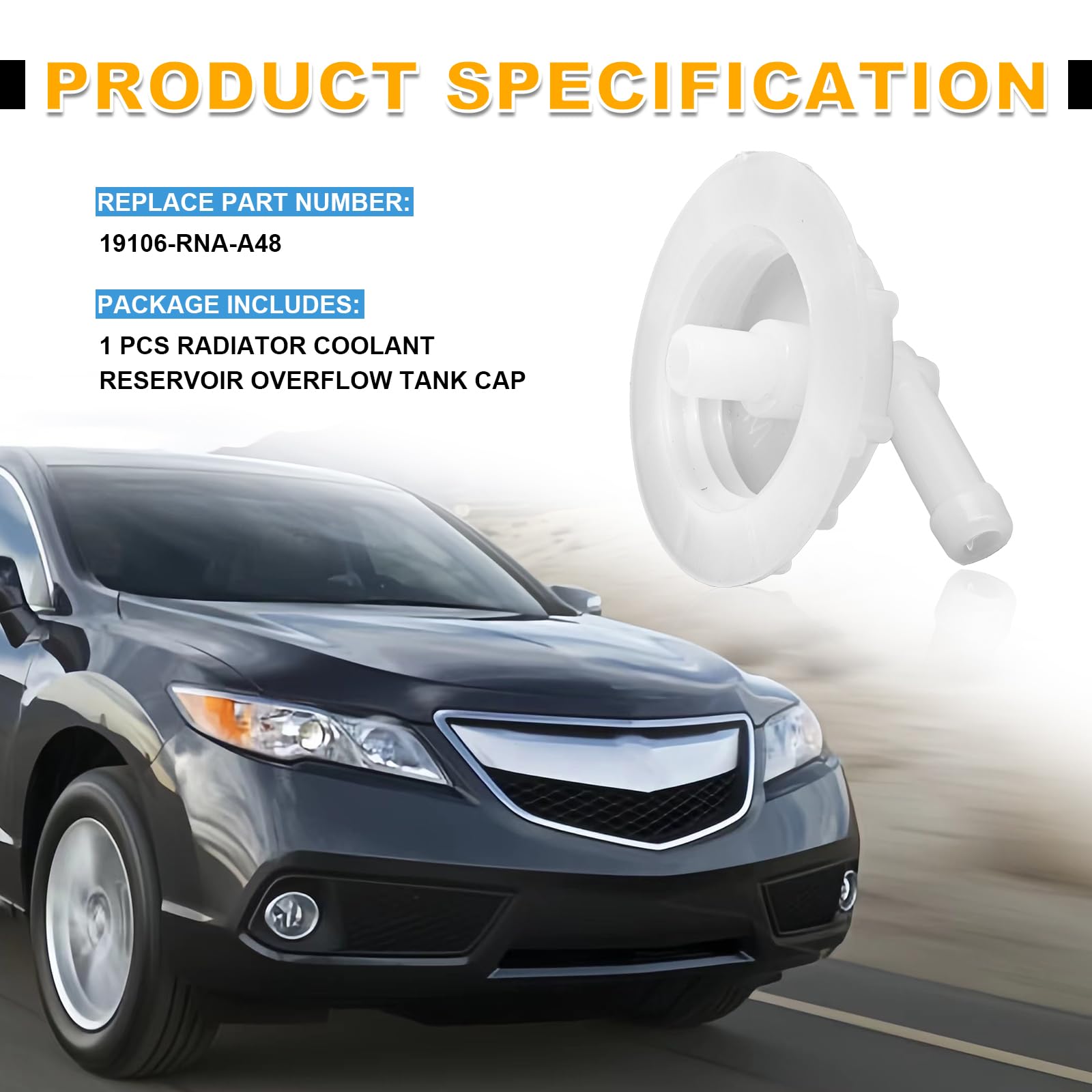 Cmerto Coolant Reservoir Overflow Tank Cap Compatible With Honda Acura Accord Civic Pilot Insight Element Replace# 19106-Rna-A48