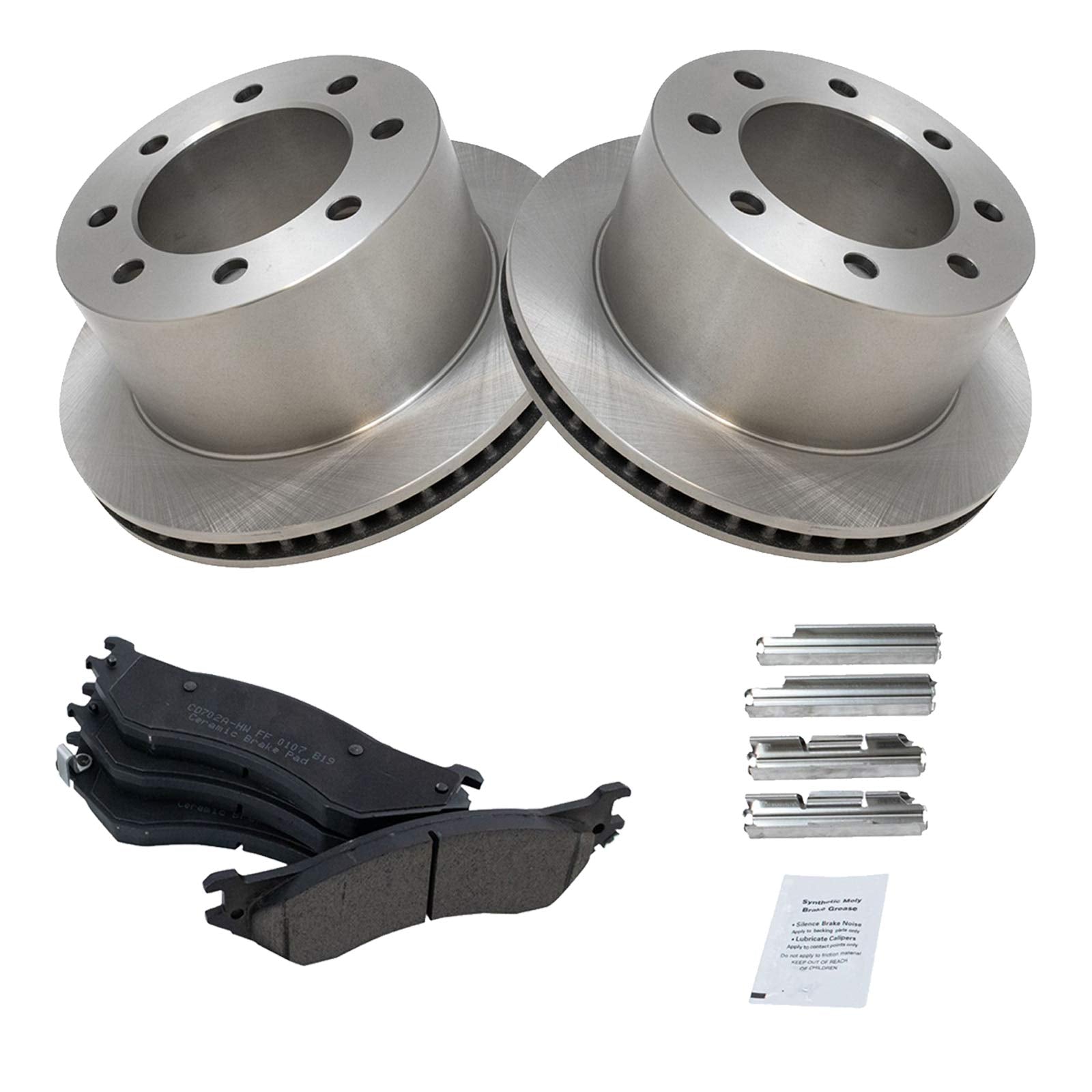 Trq Rear Brake Pad & Rotor Kit Brake Pads Brake Rotor Ceramic Compatible With 2001-2002 Dodge Ram 2500 Ram 3500