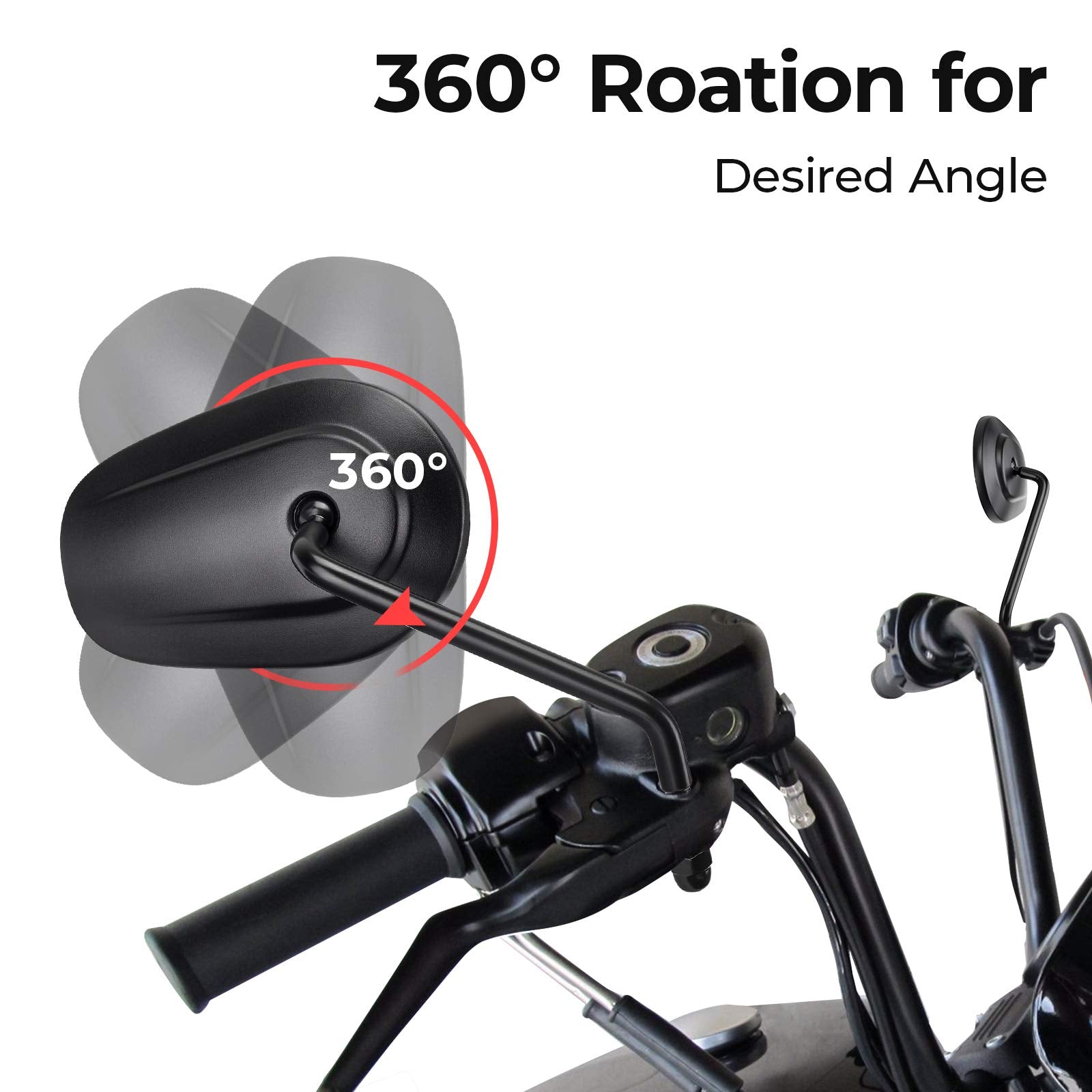 Kemimoto Motorcycle Mirrors M8 Rear View Side Mirrors 360 Degree Adjustment Mirror Black Long Stem Handlebar Mirrors Compatible With Sportster Touring Dyna Softail