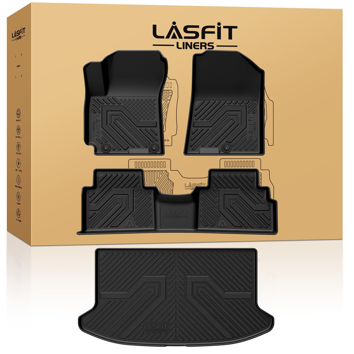 Lasfit Floor Mats & Cargo Mats For Kia Soul 2025 2024 2023 2022 2021 2020 (Only For Upper Floor Of The Trunk, Without Subwoofer)