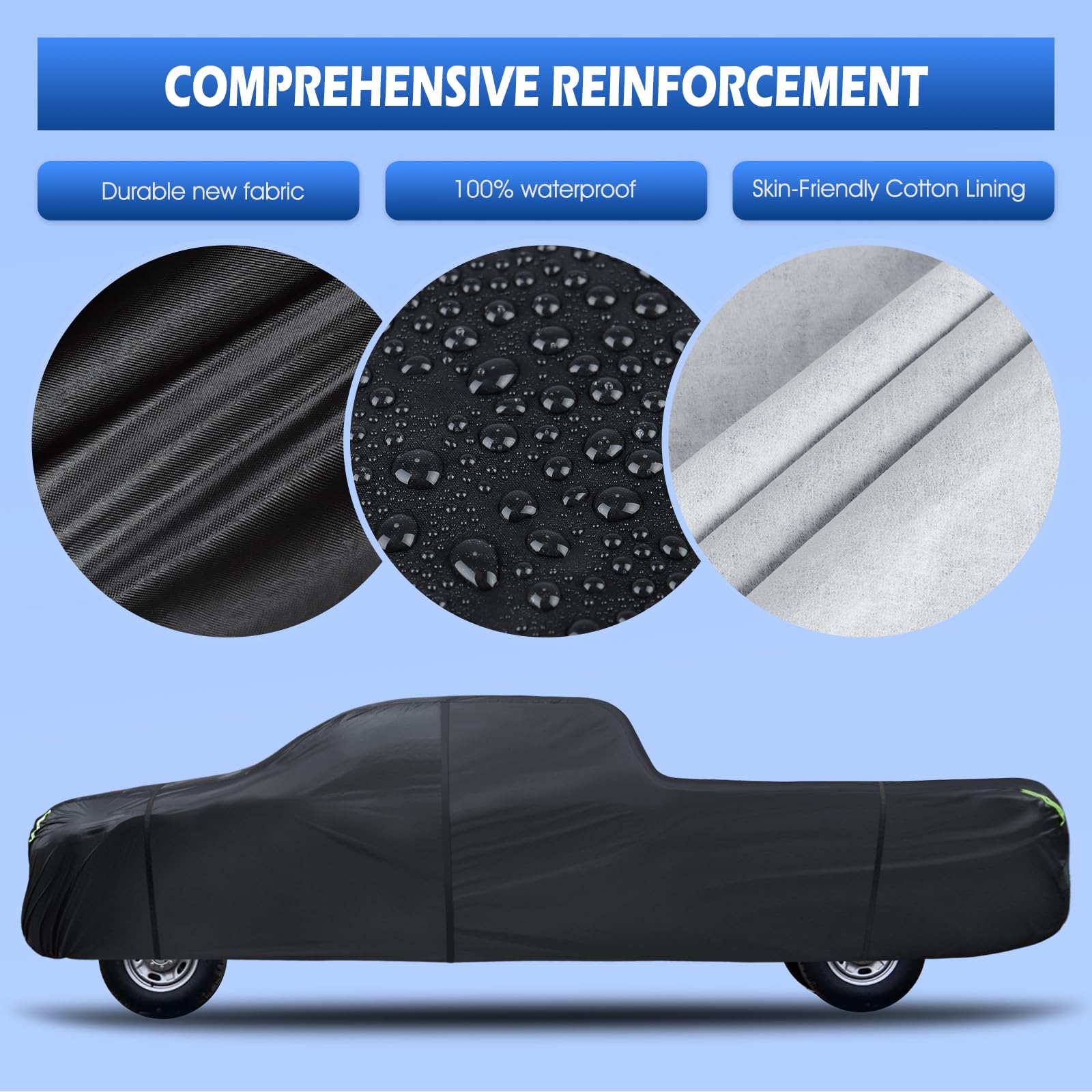Truck Cover Waterproof All Weather, 6 Layers Pickup Cover Fit For Ford F250/F350, Chevrolet Silverado, Ram 2500, Gmc Sierra, See