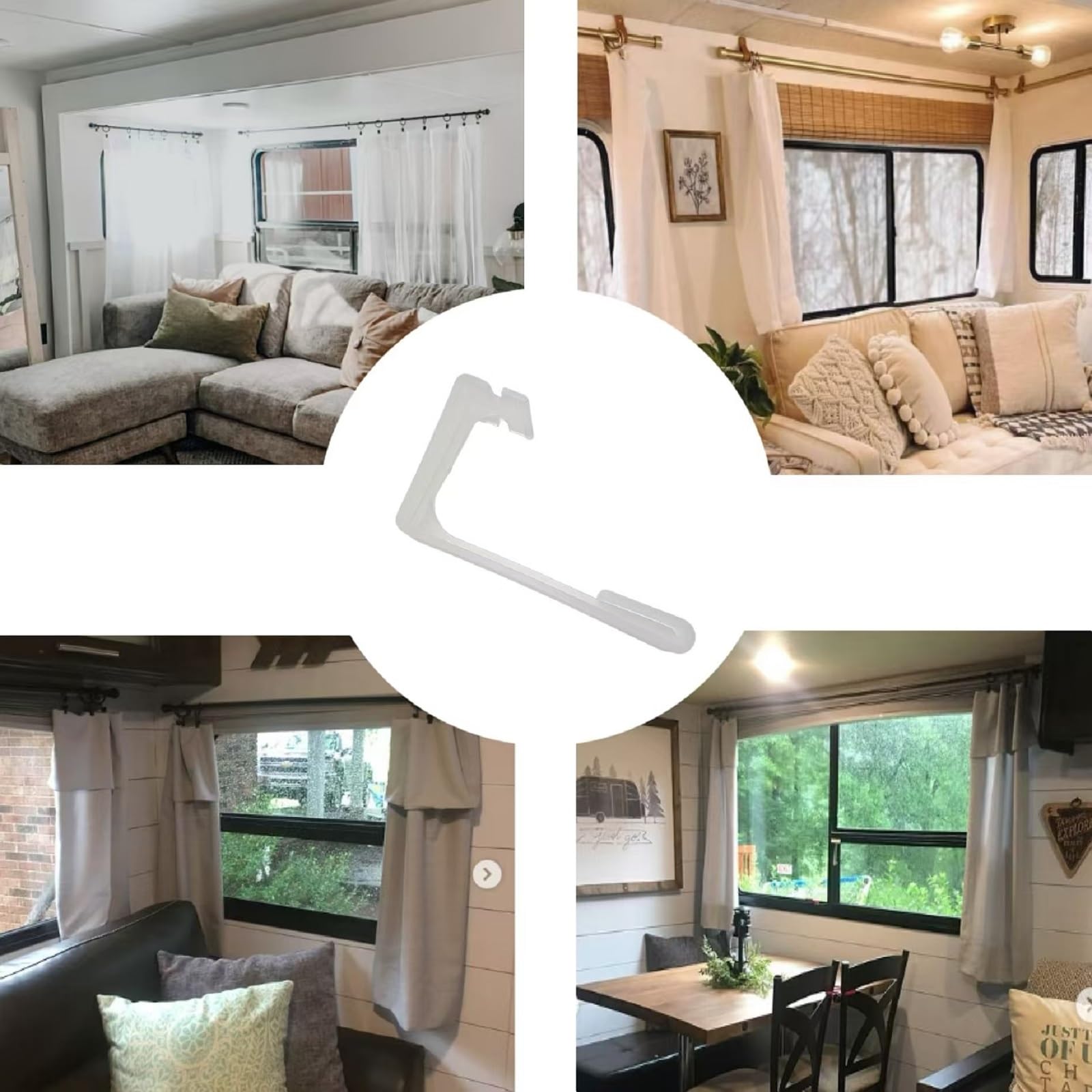 A285 RV Side Curtain Retainer White Plastic Side Curtain Hold Down with Screws,Window Covering Hardware for Camper Motorhome Tra
