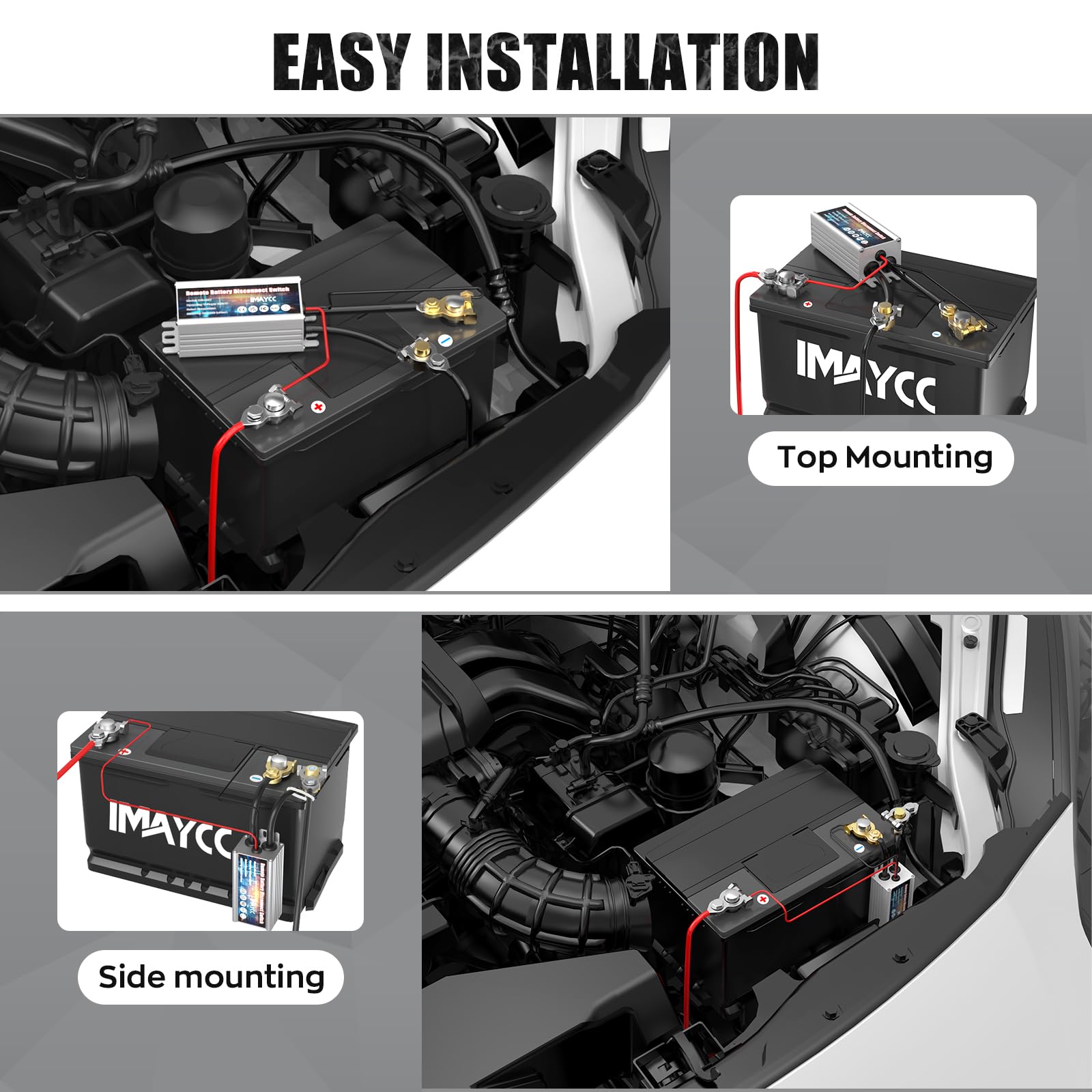 IMAYCC Battery Kill Switch for Car 12V 120A, Remote Battery Disconnect Switch Top Post, Car Anti Theft Kill Switch, Cut Off Shut