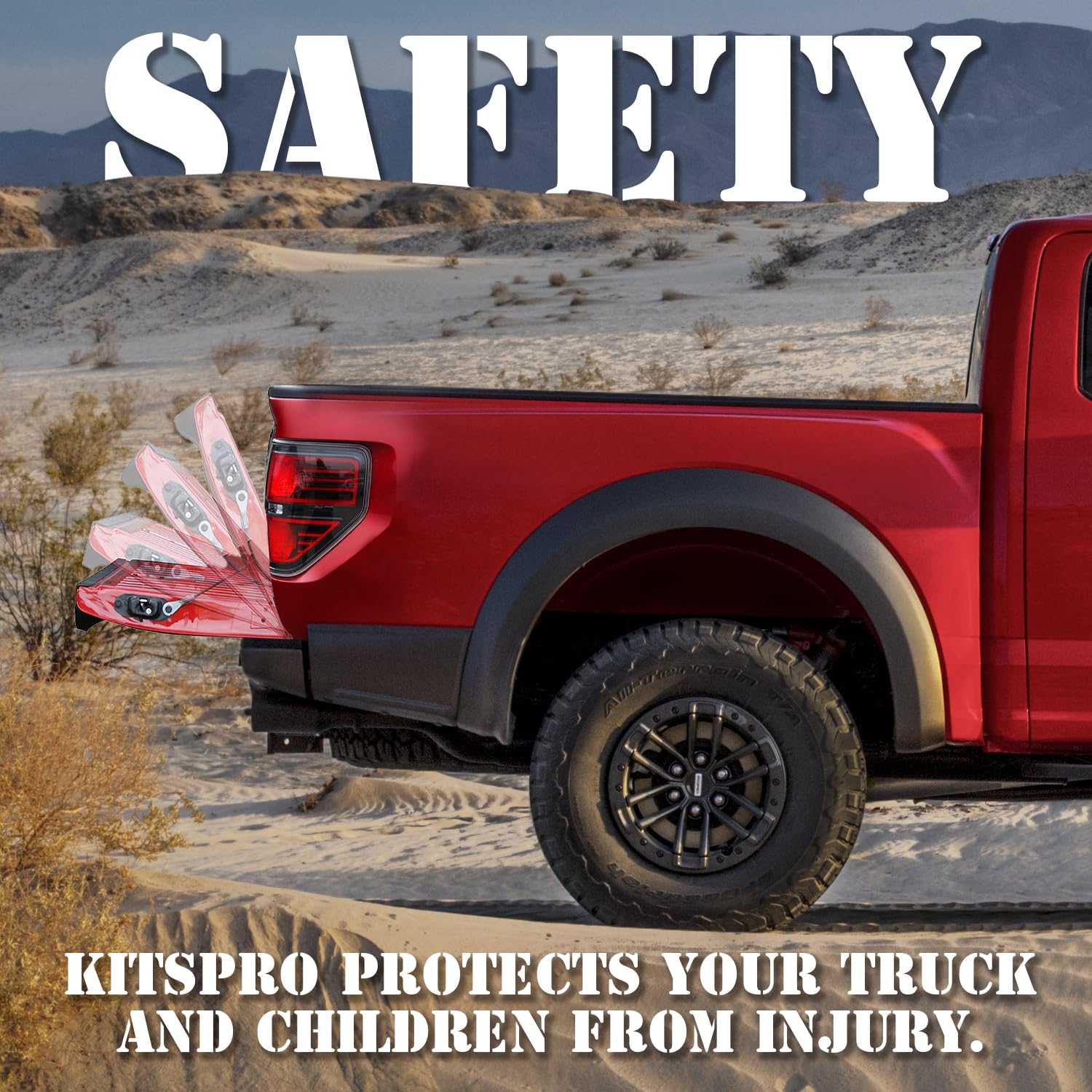 Kitspro Truck Tailgate Assist Accessories For Ford F-250 F-350 Super Duty, Pack Of 1 (1999-2016, Classic Rod)