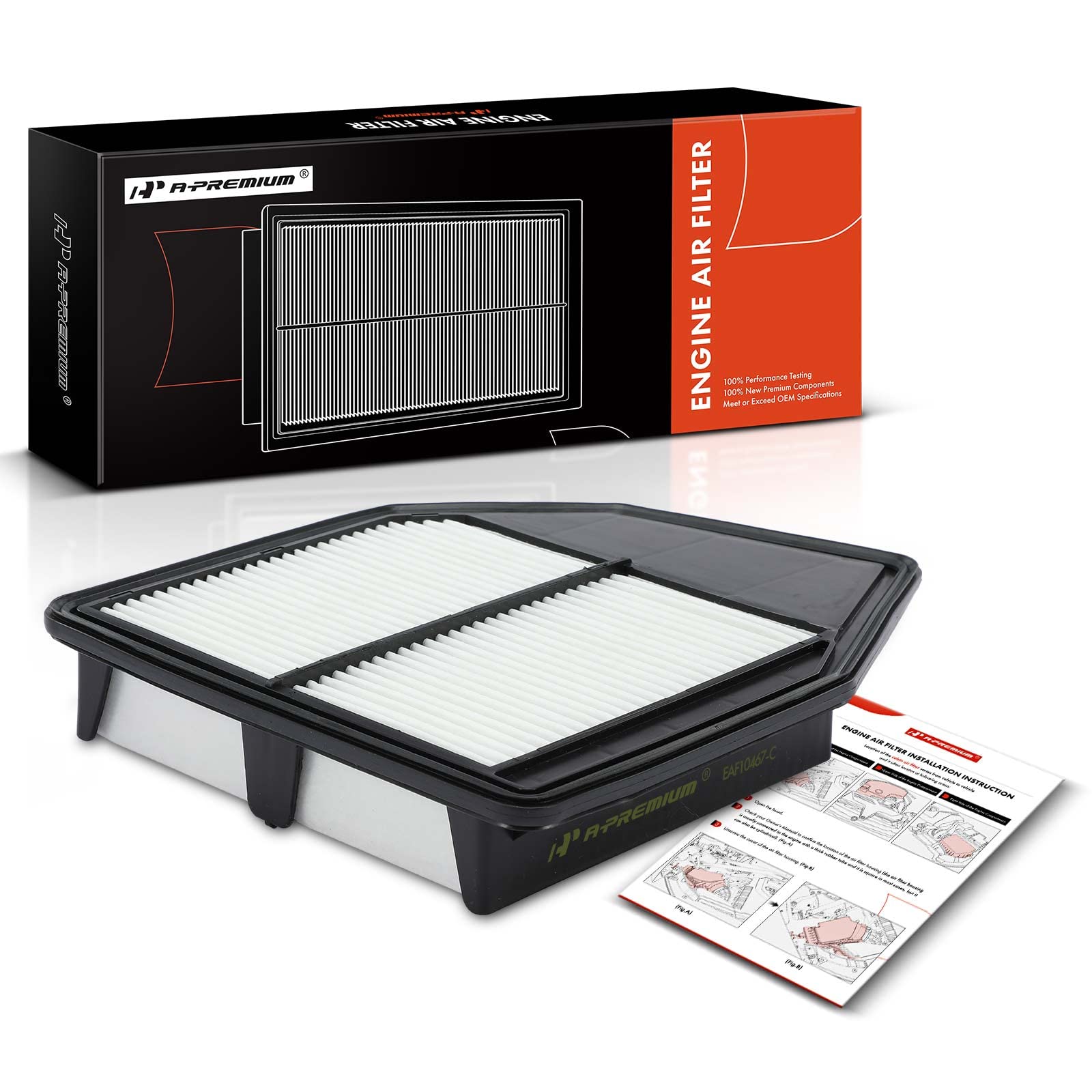 A-Premium Engine Air Filter Compatible with Honda Models - Accord 2008 2009 2010 2011 2012, Crosstour 2012 2013 2014 2015 - L4 2