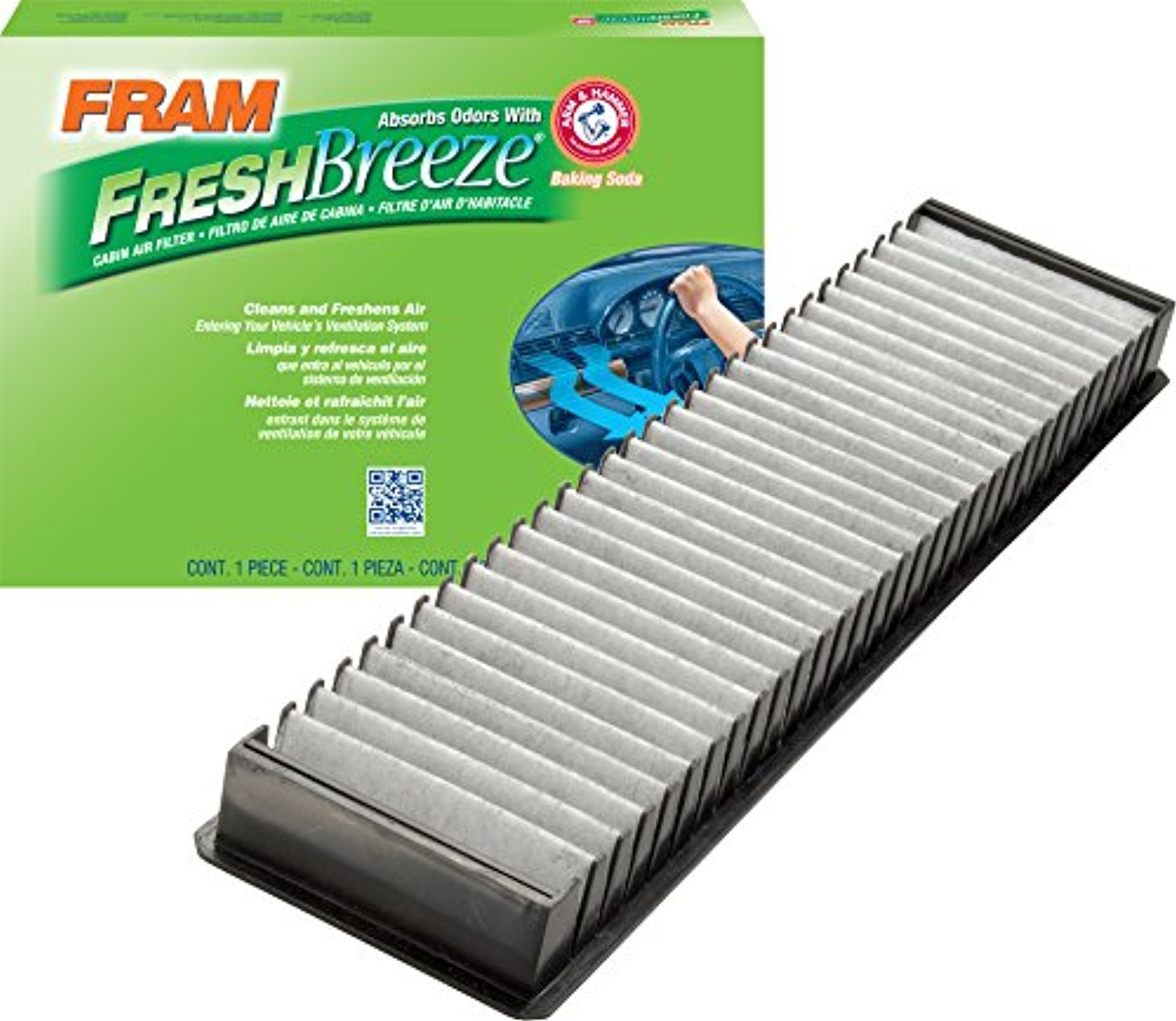Fram Fresh Breeze Cabin Air Filter With Arm & Hammer Baking Soda, Cf9594A For Select Mini Vehicles , White