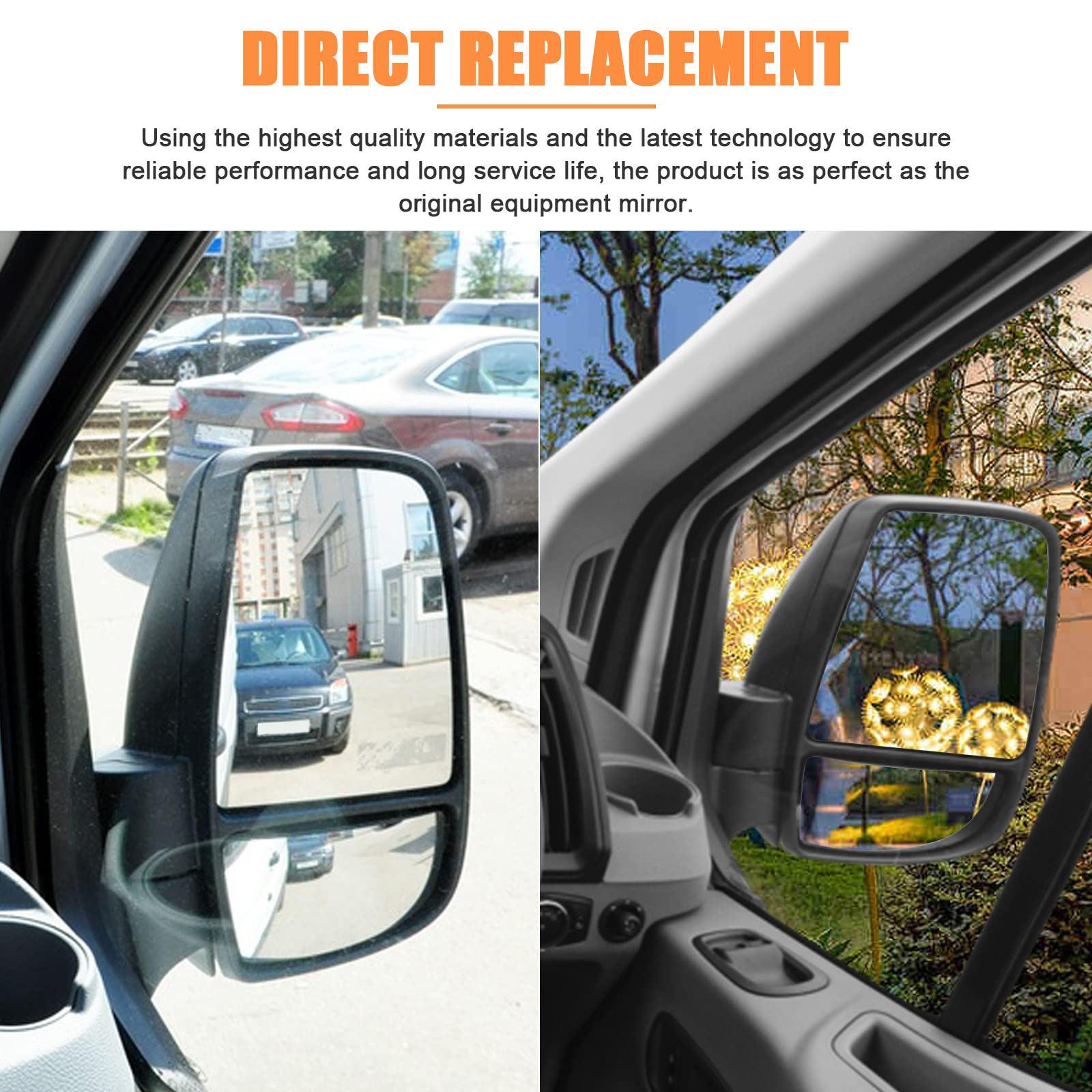 LHCDQSKCW Compatible With Ford Transit T150 T250 T350 2015 2016 2017-UP Passenger Right Side Mirror Glass, Lower Tow Mirror with