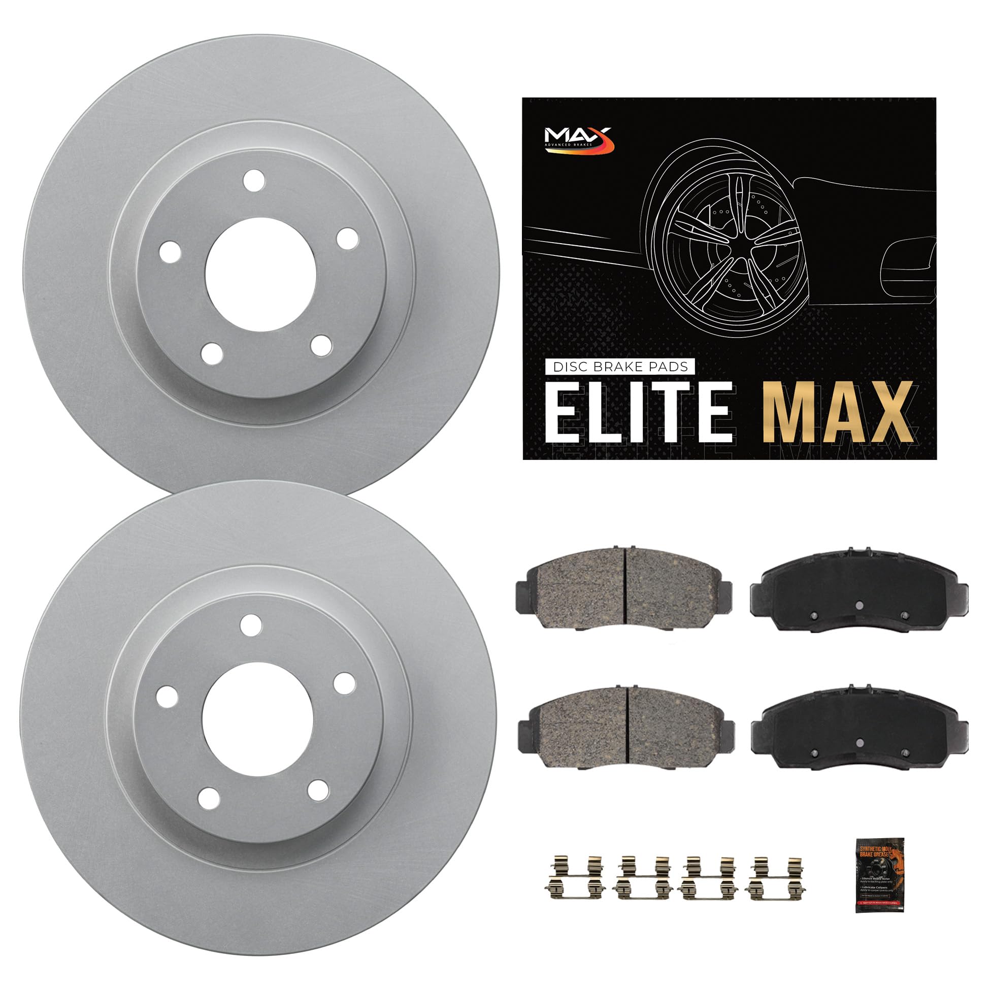 Max Advanced Brakes Rear Brake Kit For 2015-2020 Ford F150 W/Epb 2018-2021 Ford Expedition Lincoln Navigator Replacement Geomet Coated Oe Disc Brake Rotors And Ceramic Brake Pads