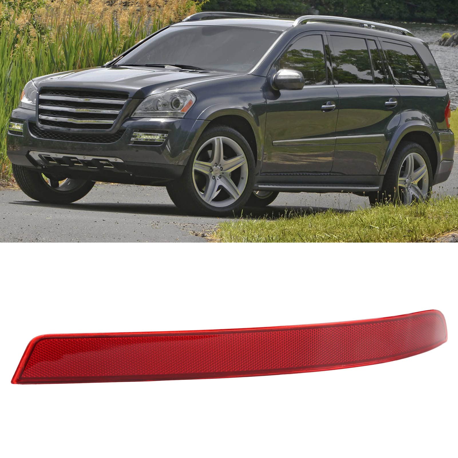 Bumper Warning Reflector, Scratch Resistant Professional Rear Bumper Reflector Waterproof Red for GL63 GL320 GL450 GL550(Right 1