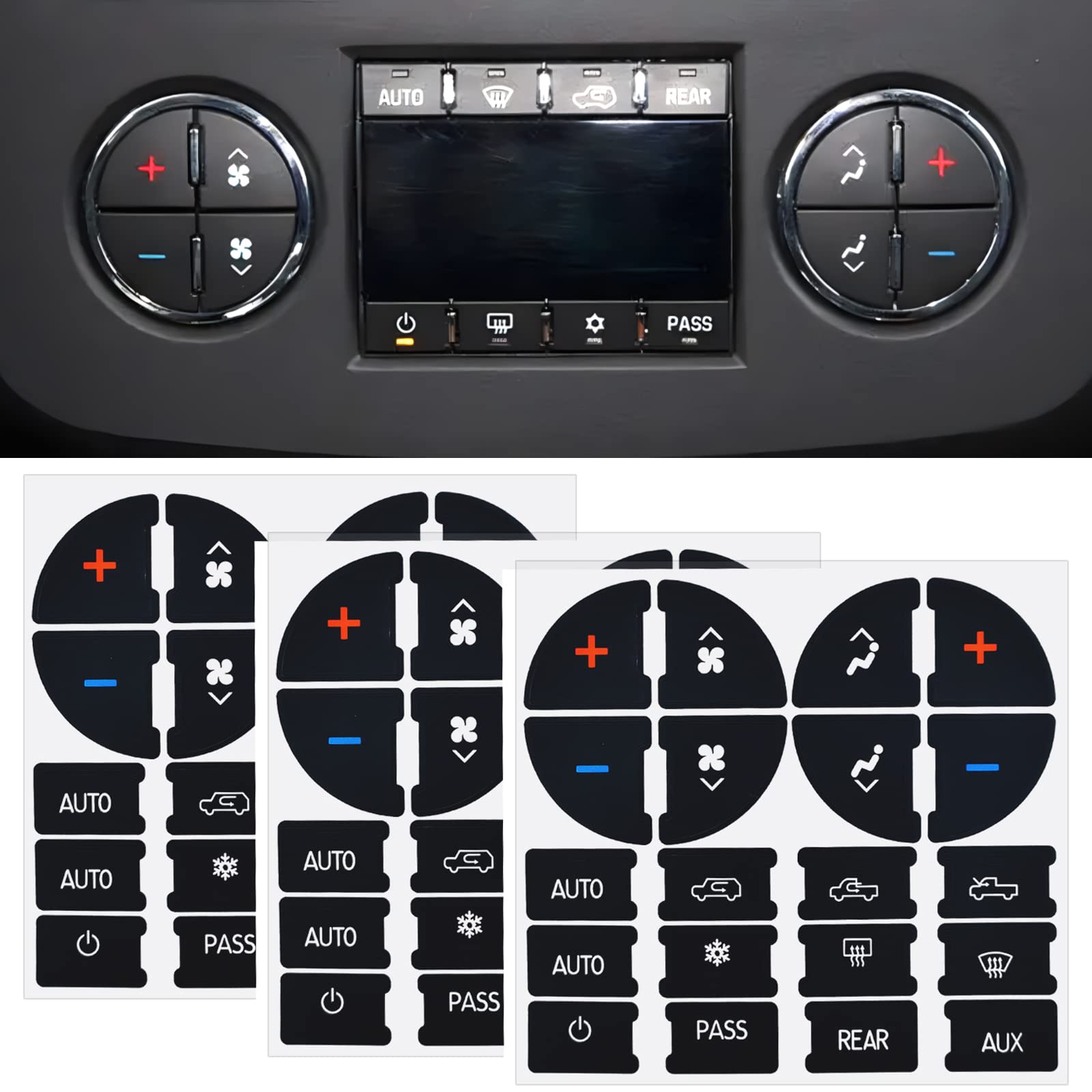 3 Packs Ac Dash Button Repair Kit Decal Stickers-Compatible With Chevy, For Fixing Ruined Faded A/C Control Buttons - Decal Repl