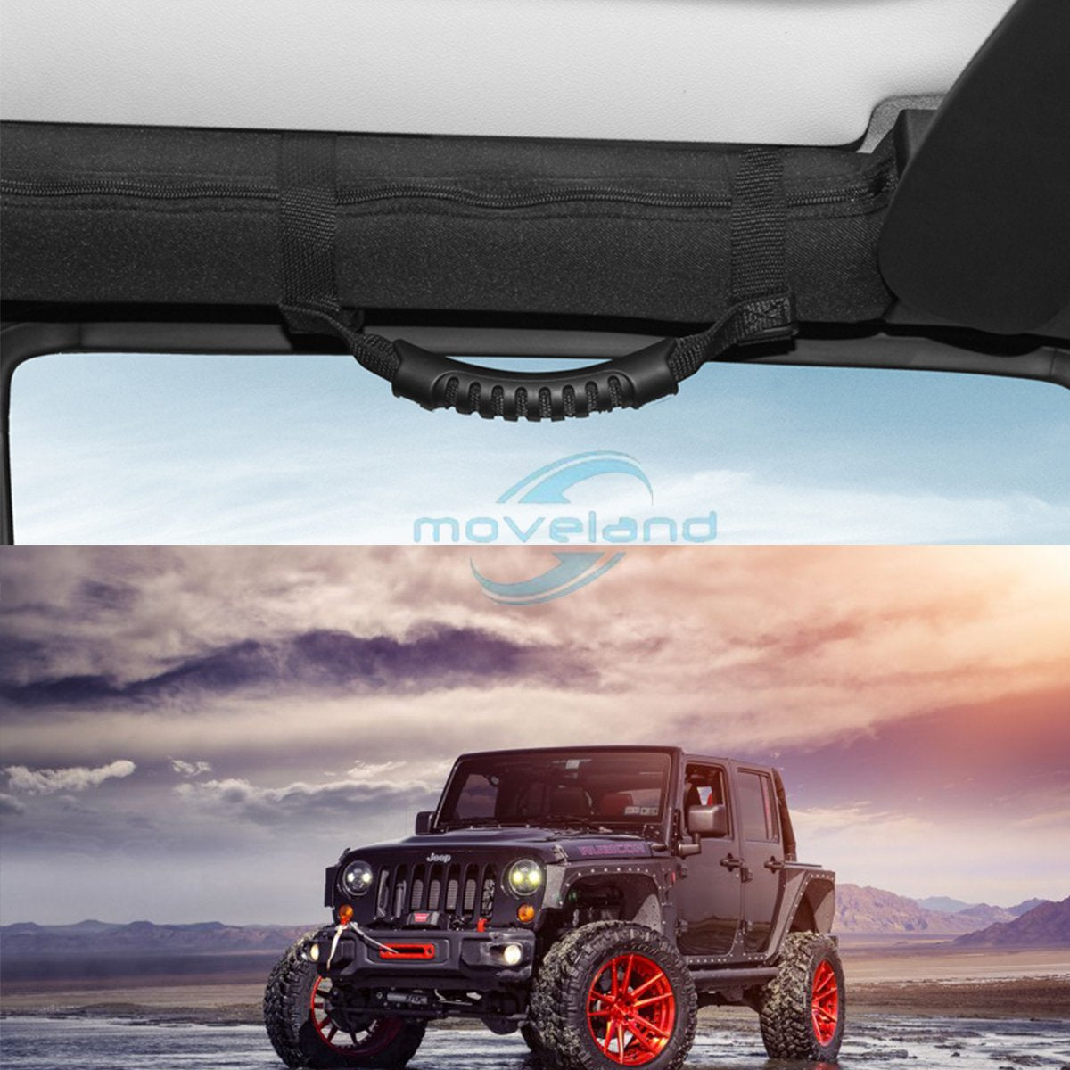 moveland 4 x Grab Handle Compatible with Roll Bar Grab Handles Jeep Wrangler YJ TJ JK JL Sports Sahara Freedom Rubicon X & Unlim