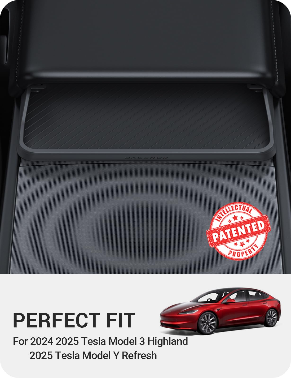 BASENOR Center Console Sunglasses Holder for 2024 2025 Tesla Model 3 Highland Model Y 2025 Refresh (Juniper), Armrest Key Card P