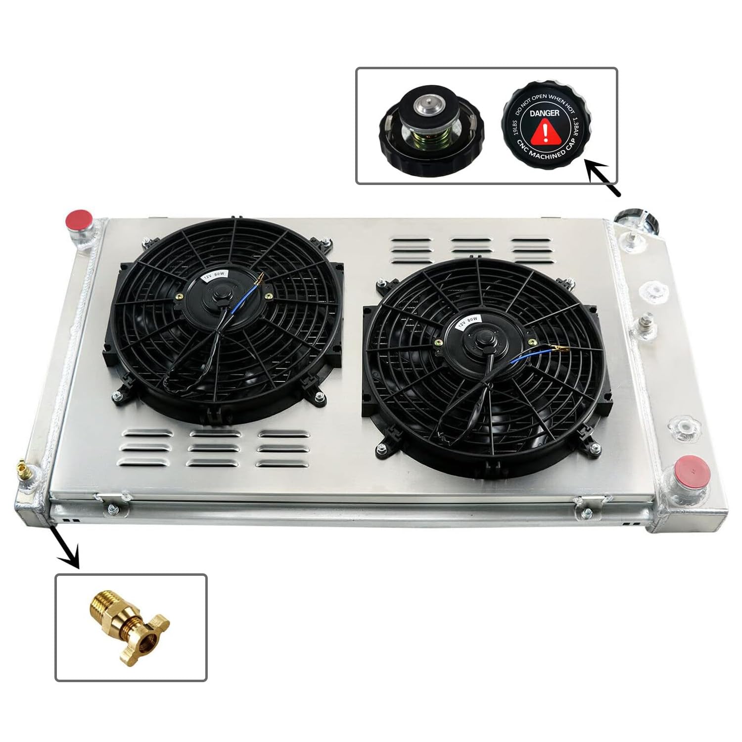 ECMRAD 3 Rows Racing Radiator for Chevy Camaro 1970-1981/ Monte Carlo 1980-1987 G-Body Oldsmobile Cutlass/Pontiac Grand Prix +Sh