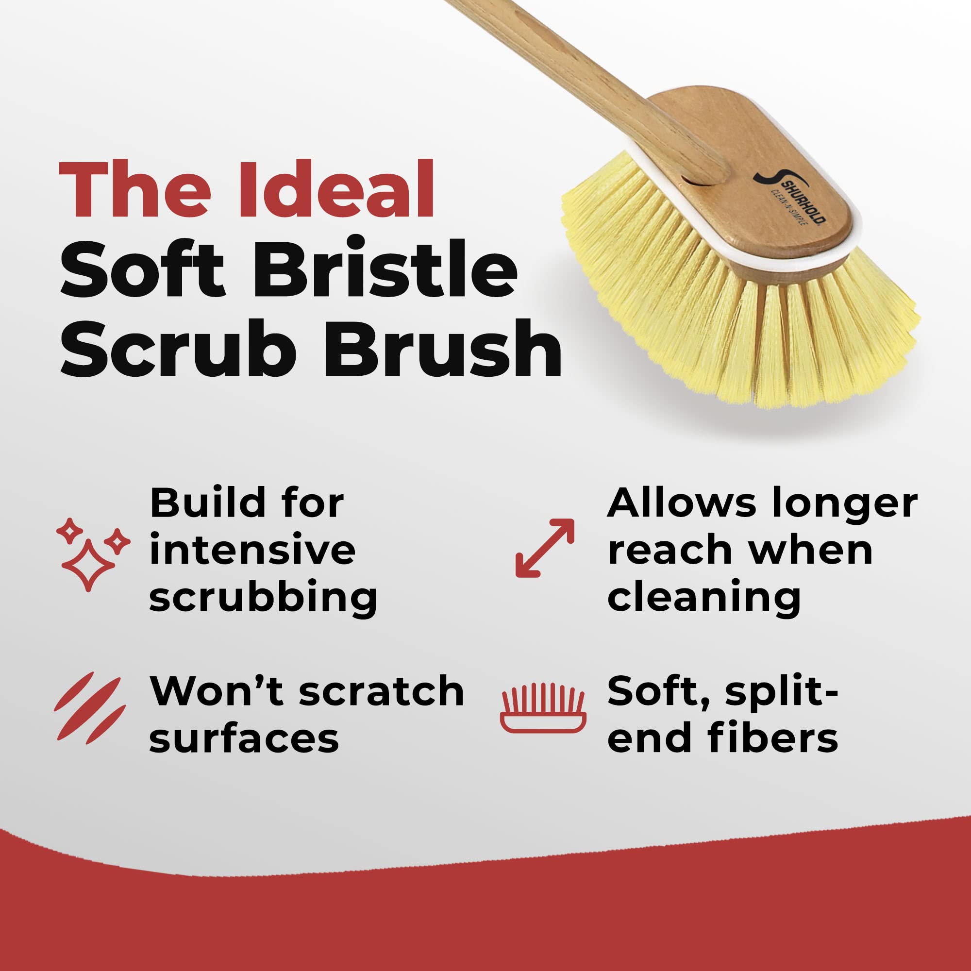 Shurhold 1960 Marine Mate 6 Inch Soft Bristle Brush With 48 Inch Handle