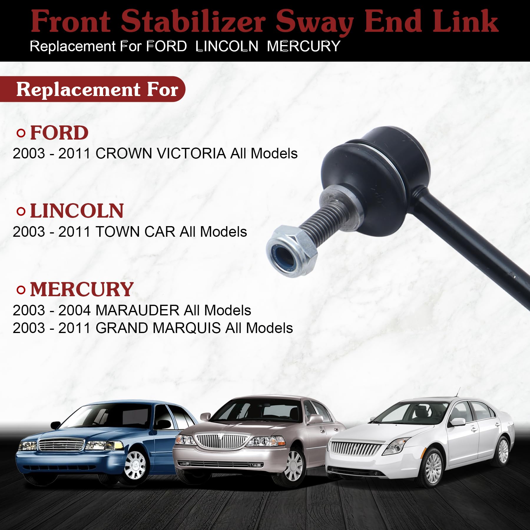 Stiueoav K80140 Sway Bar Link - Front Stabilizer End Link Compatible With 2003-2011 Crown Victoria?2003-2011 Town?2003-2011 Gran