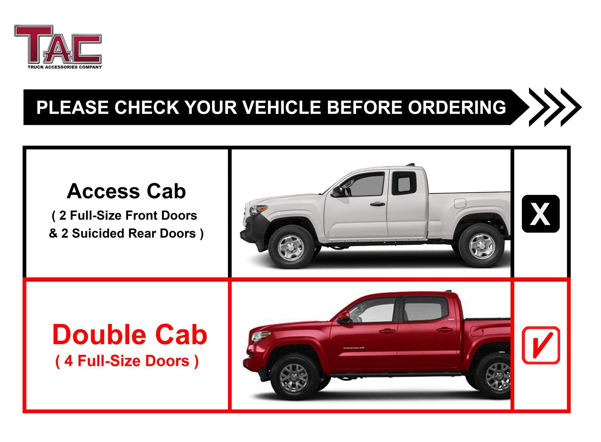 Tac Side Steps Running Boards Compatible With 2005-2023 Toyota Tacoma Double Cab Truck Pickup 3” Texture Black Side Bars Nerf Bars Off Road Accessories