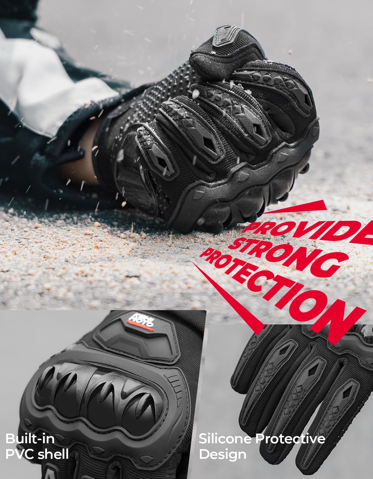 Kemimoto Motorcycle Gloves For Men/Women, Touchscreen Dirt Bike Gloves With Shell, Anti-Slip For Motorbike, Riding, Racing, Cycl