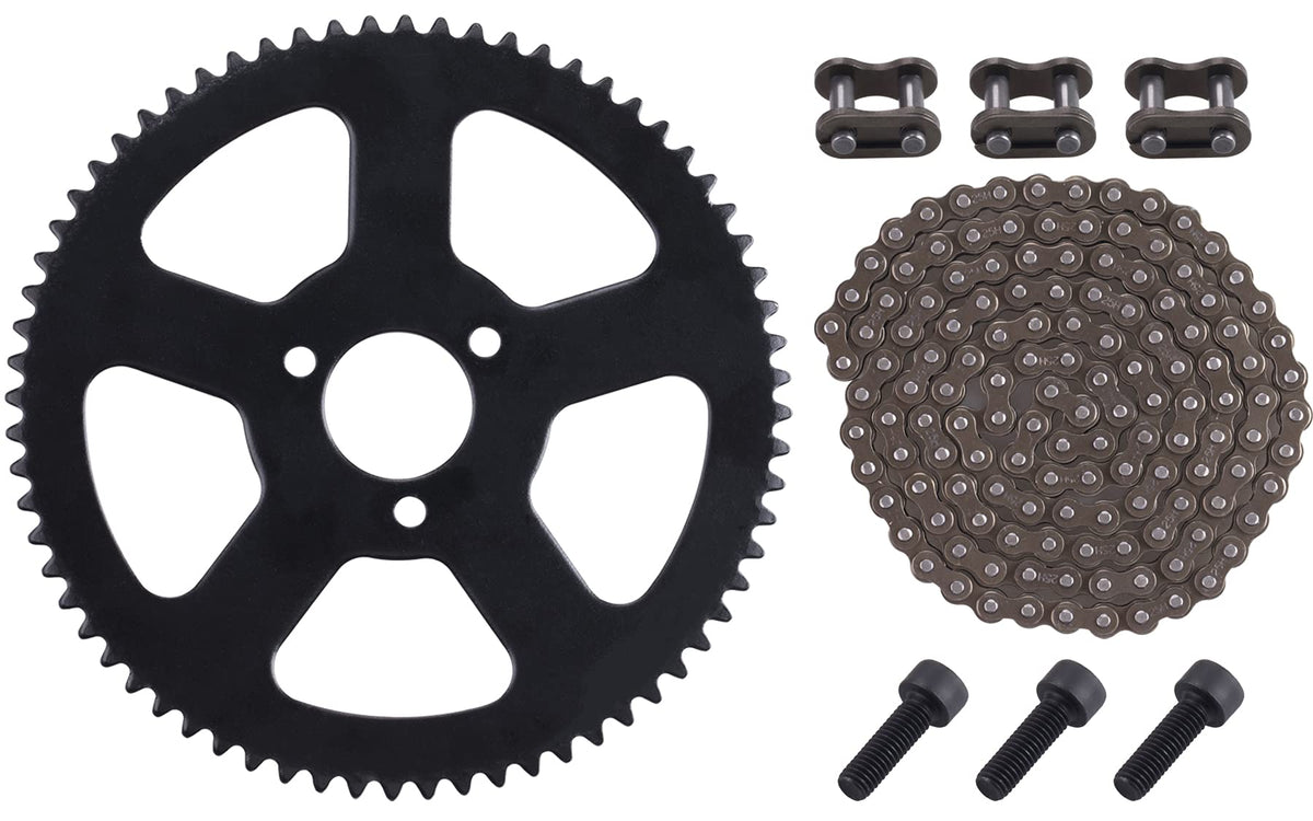 Cncmotok 25H 136Links Chain + 68T 68 Tooth Rear Sprocket,Fit For 49Cc Mini Small Sports Car Pocket Bike 2 Stroke Off-Road Motorcycle Chain Pinion Chain Drive Gear