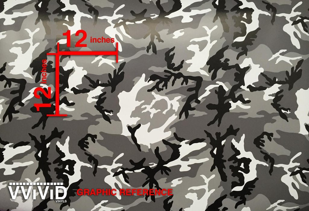 Vvivid Vinyl Camouflage Pattern Wrap Air-Release Adhesive Film Sheets (Snow Camo 20Ft X 5Ft)