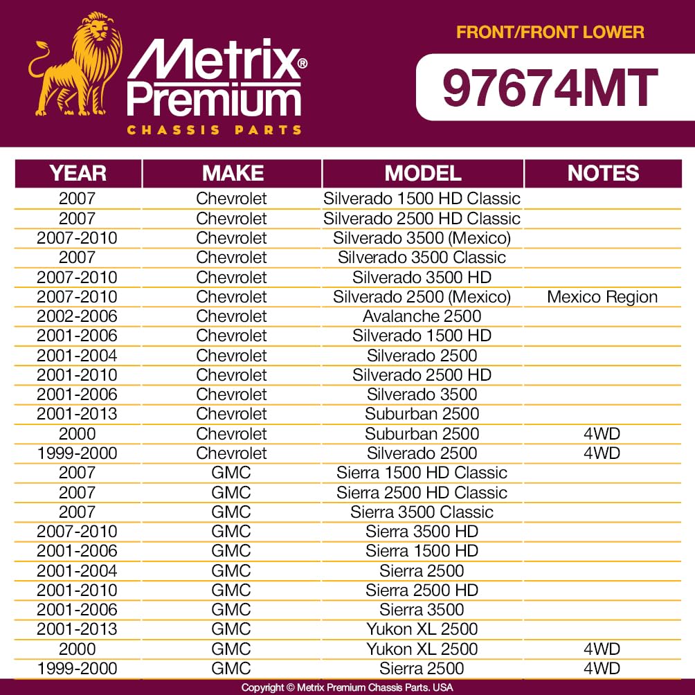 Metrix Premium Chassis Parts - 4 Pc Front Lower Control Arm & Front Sway Bar Stabilizer End Link Kit Fits 02-06 Chevrolet Avalan