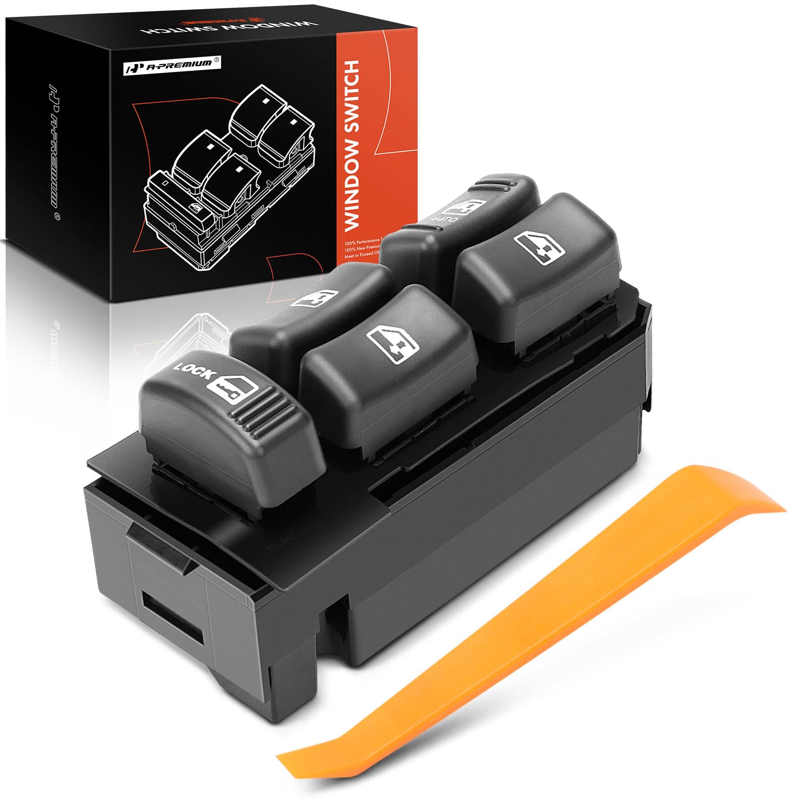 A-Premium Master Power Window Switch Compatible with Cadillac Escalade & Chevrolet Tahoe, Blazer & GMC Yukon, Jimmy & Oldsmobile Bravada, Front Left Driver Side, Replace# 19244658, 15151360