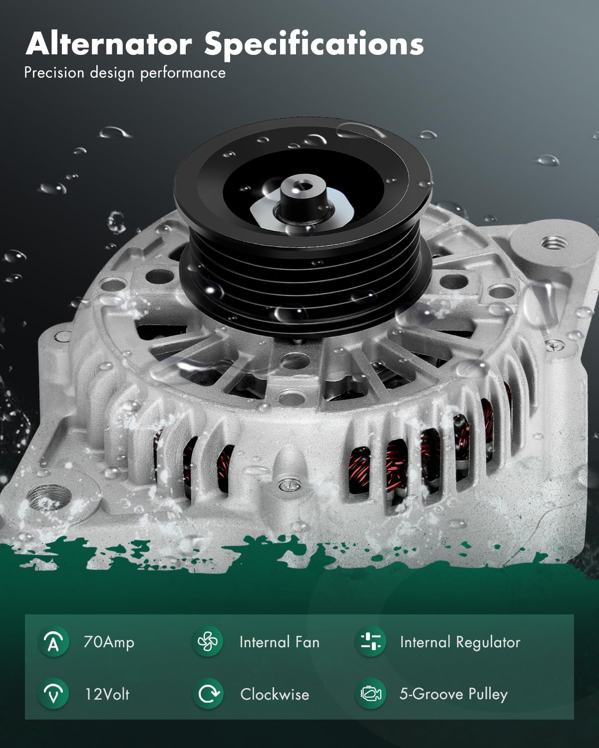 SCITOO Alternator Fit for Toyota 4Runner T100 T-100 for Tacoma 2.4 2.7 1996-1999 96 97 98 99-12V 70 Amp CW 5-Groove Pulley, Repl