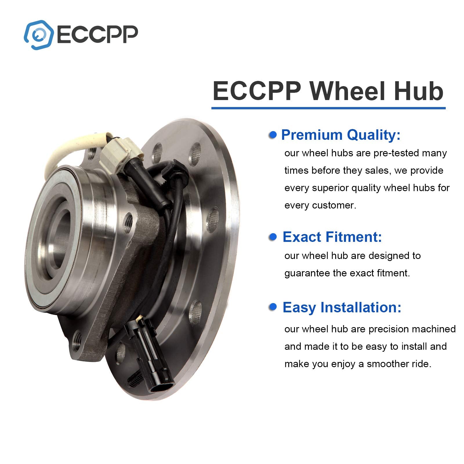ECCPP Front Wheel Hub Bearing Assembly 8 Lugs w/ABS for 1996-2000 Chevy K3500 GMC K2500 Compatible with 515041