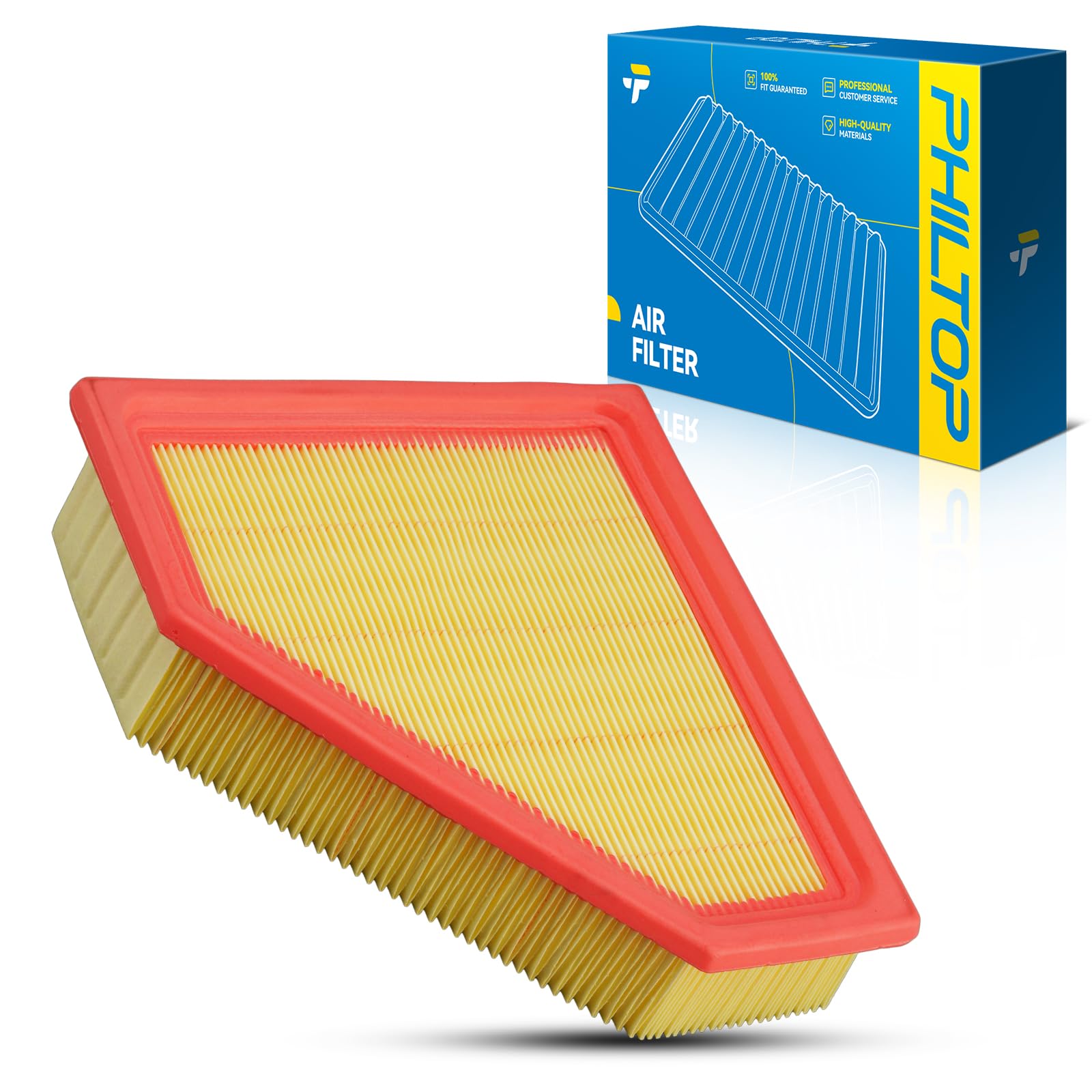 PHILTOP Engine air filter CA10488 Replacement for 2008-2011 Ford Focus, L4 2.0L, Flexible Panel