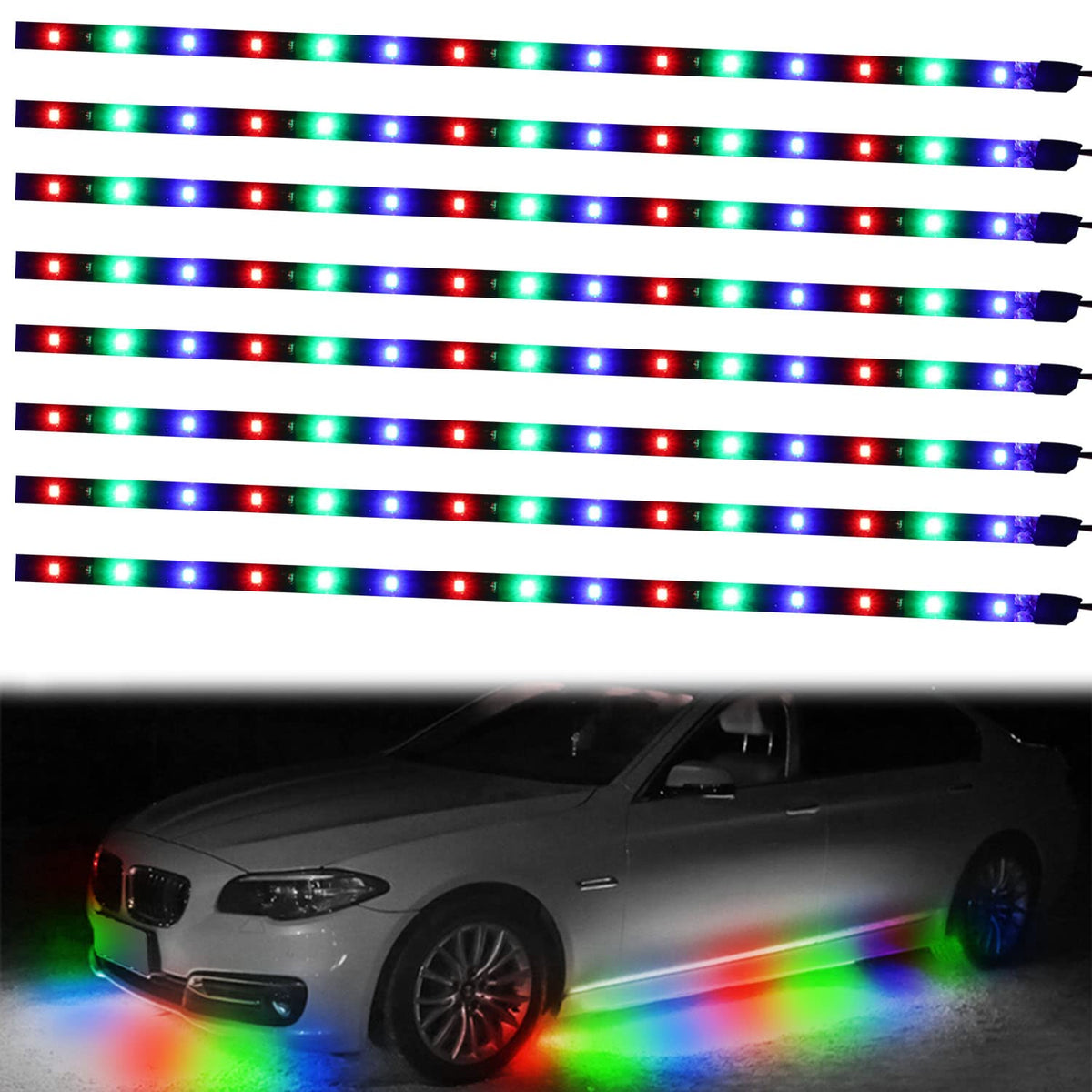 Xt Auto 8Pcs 12V Super Bright 30Cm 15 Led Flexible Waterproof Led Strip Light For Car Interior & Exterior Decoration Drl Day Run