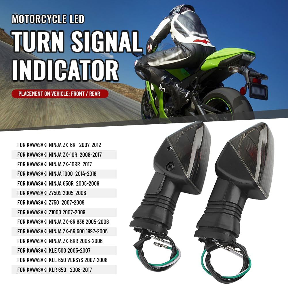 Newsmarts Motorcycle Turn Signal Indicator Light Blinker Lamp Replacement for KAWASAKI KLR 650 2008-2017 / NINJA 650R 2006-2008