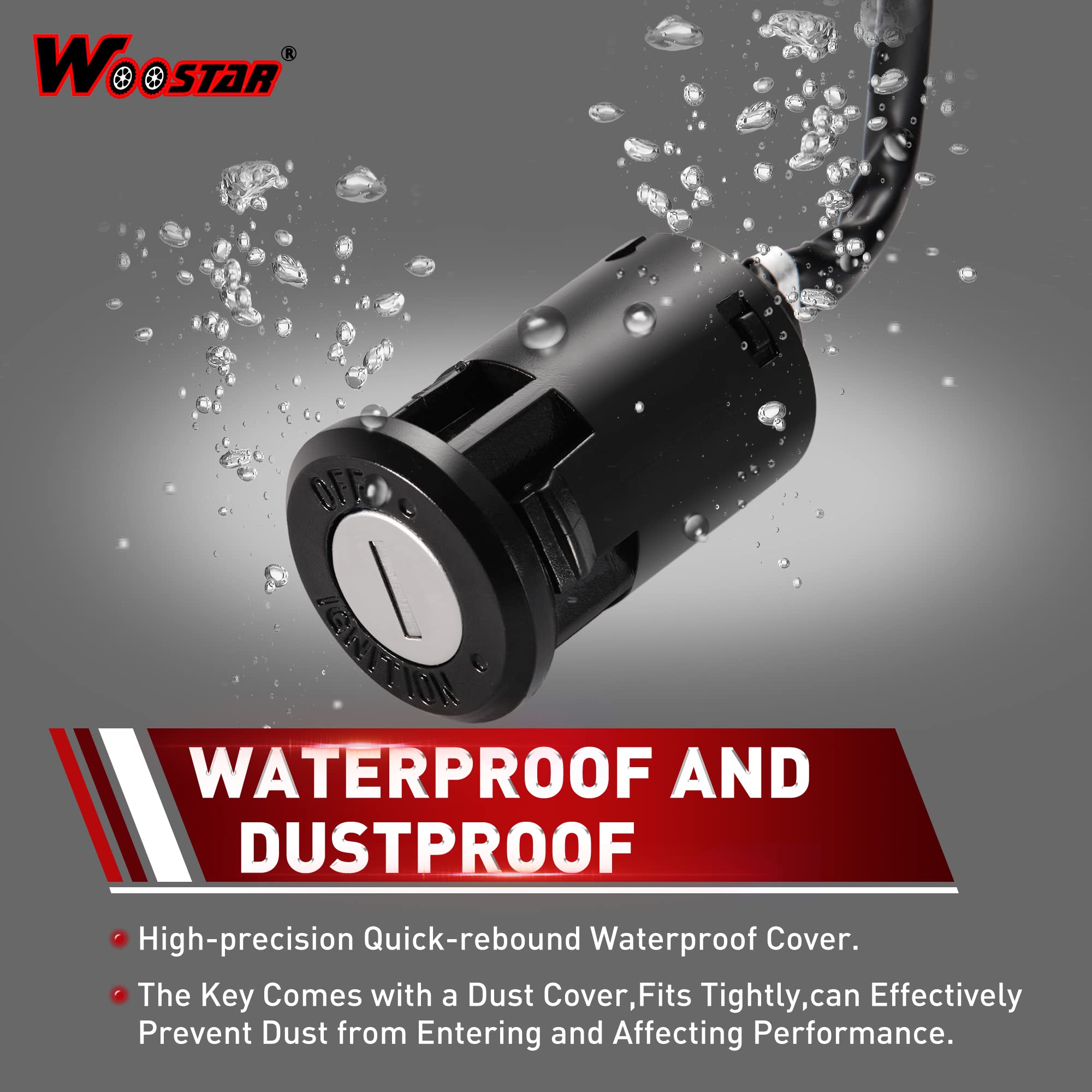 WOOSTAR 2 Wire Ignition Key Switch - On/Off Replacement for 50cc-250cc Electric Scooters, Go Karts, ATVs, and Quads