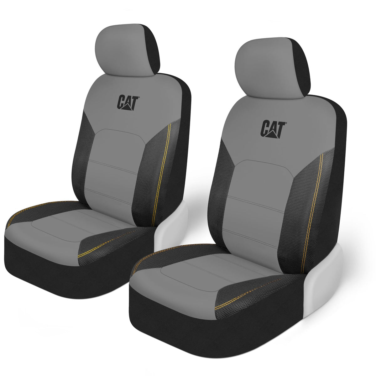 Cat FlexHybrid Car Seat Covers, Gray Premium Faux Leather + Mesh Seat Covers for Cars Trucks SUV, Universal Fit Car Seat Covers 