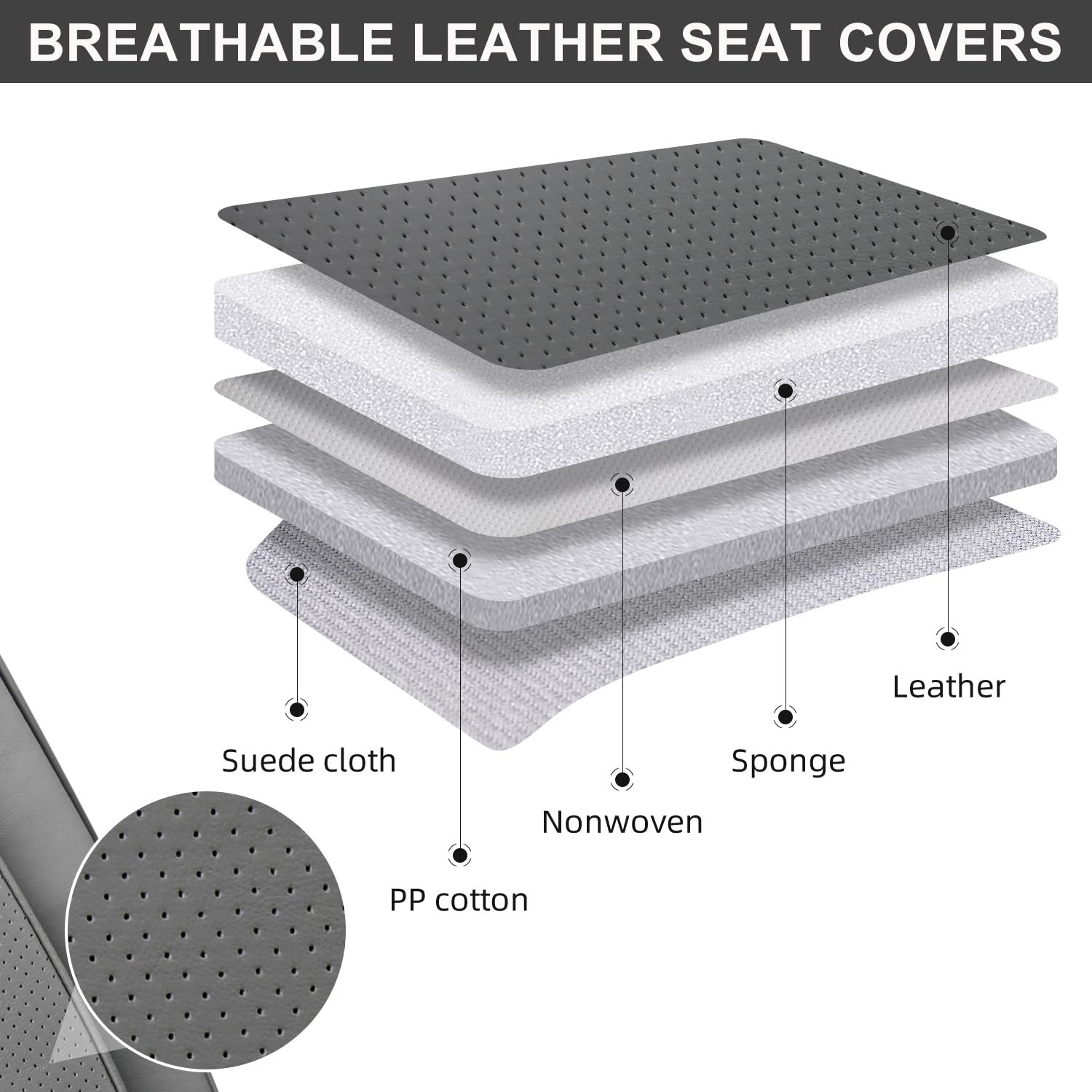 Tiehesyt Leather Car Seat Covers Full Set With Lumbar Support, Breathable And Waterproof Car Seat Cover, Universal Seat Covers F