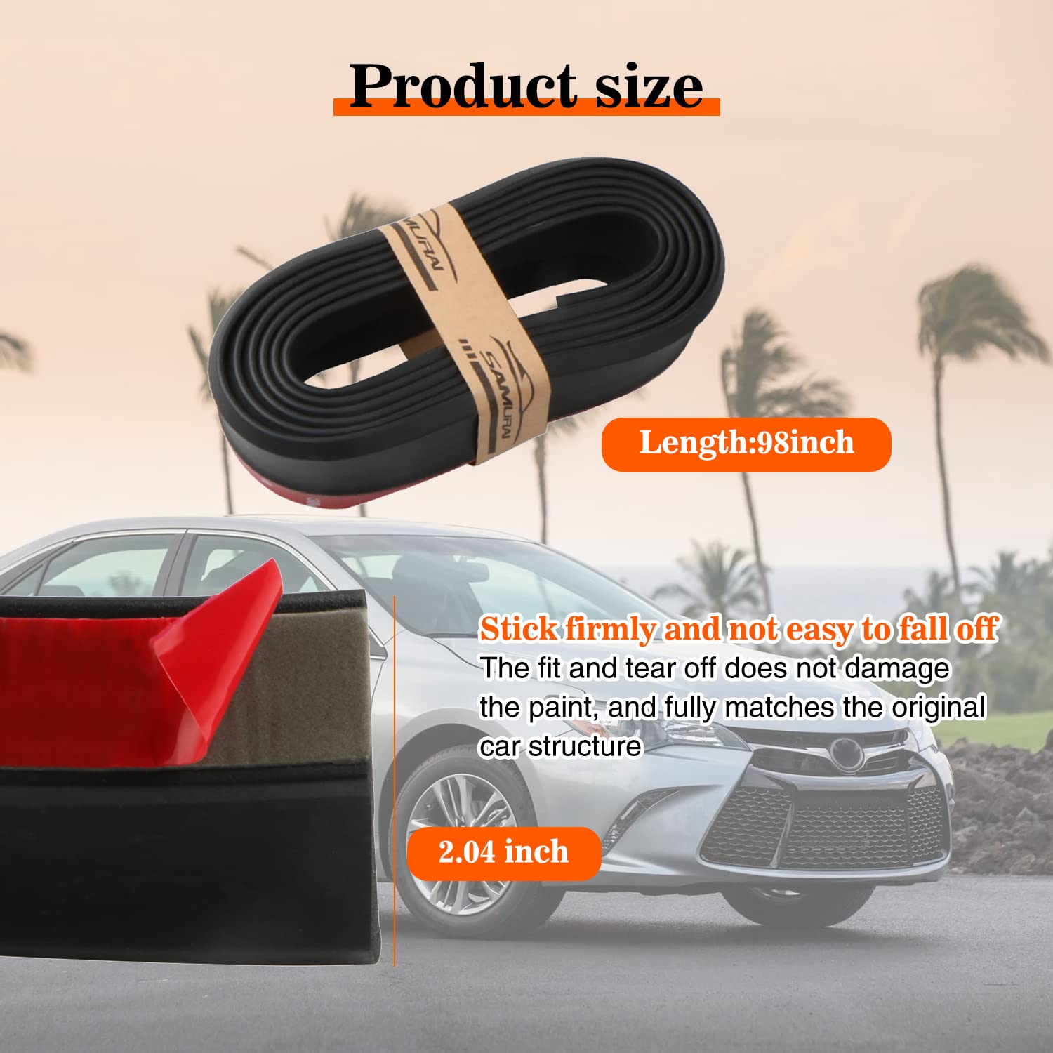 Miytsya Pack-1 2.5M/8.2Ft Car Front Lip, Front Bumper Lip, Carbon Lip, Side Skirt, Front Lip Spoiler Waterproof Protection, Univ