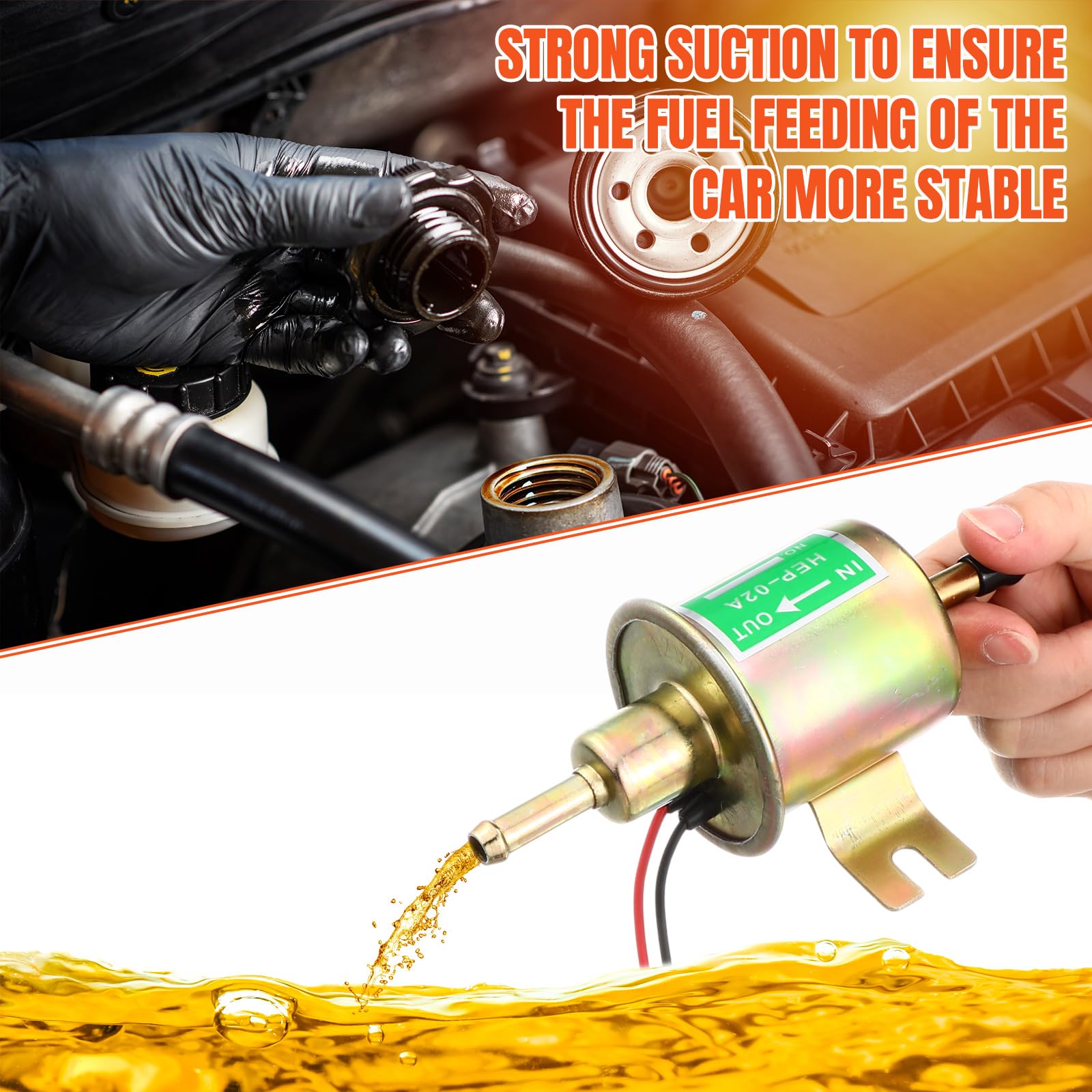 Threlaco 2 Pcs Electric Fuel Pump Kit 12v Universal Low Pressure 4-7 Psi Gas Diesel Inline Pump with 2 Fuel Filter and 8 Hose Cl