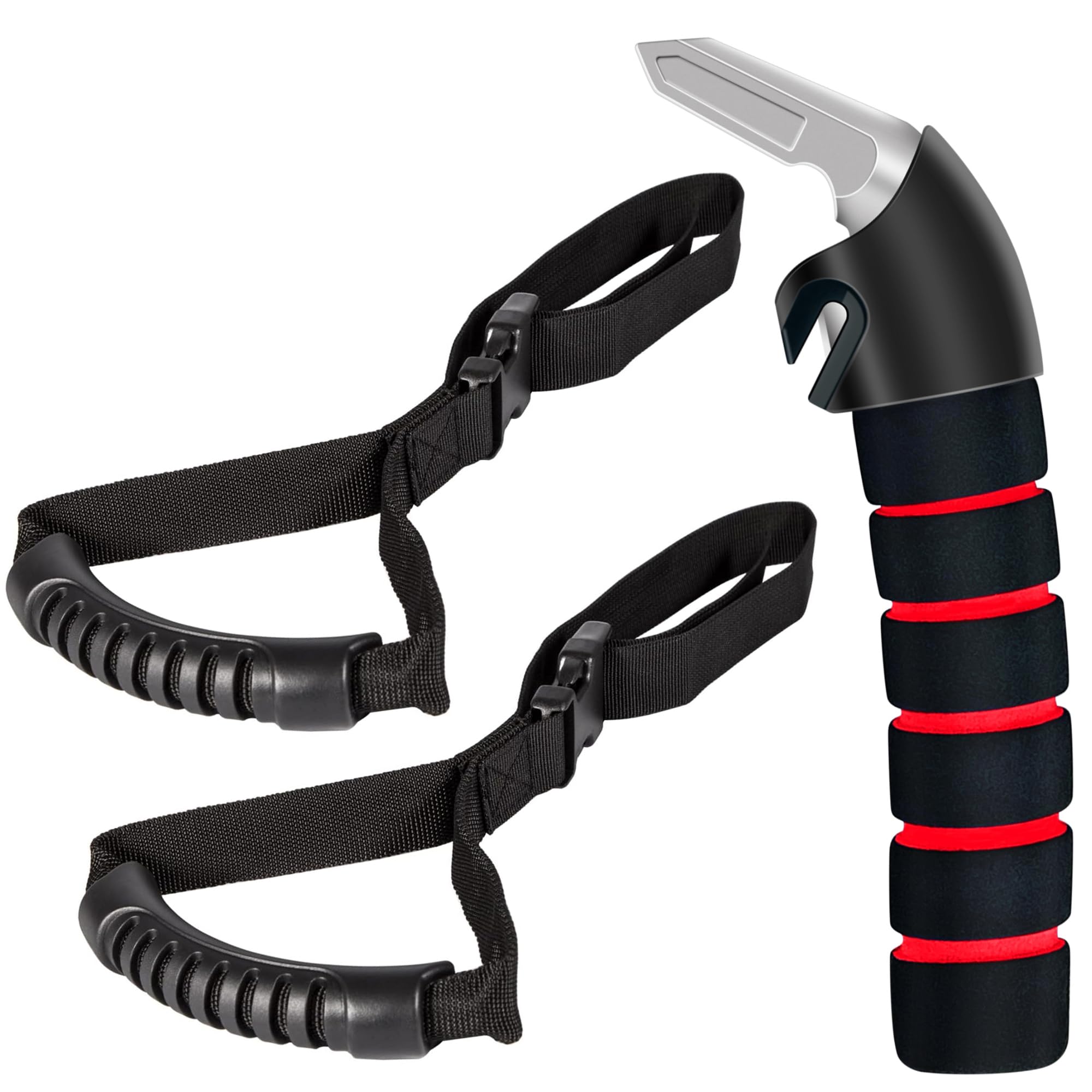 Kounatsuri Portable Car Assist Handle - Auto Multifunction Car Armrest For Elderly & Seniors & Handicap (1Pack Red Handle And 2P