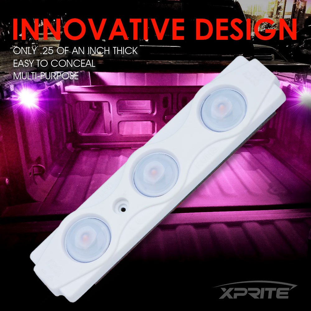 Xprite Purple Led Truck Bed Light Kits With On/Off Switch, For Pickup Exterior Interior Neon Lights, Footwells, Running Boards, Cargo, Under Car, Tonneau Cover, Rail Rock Lighting - 8 Pcs