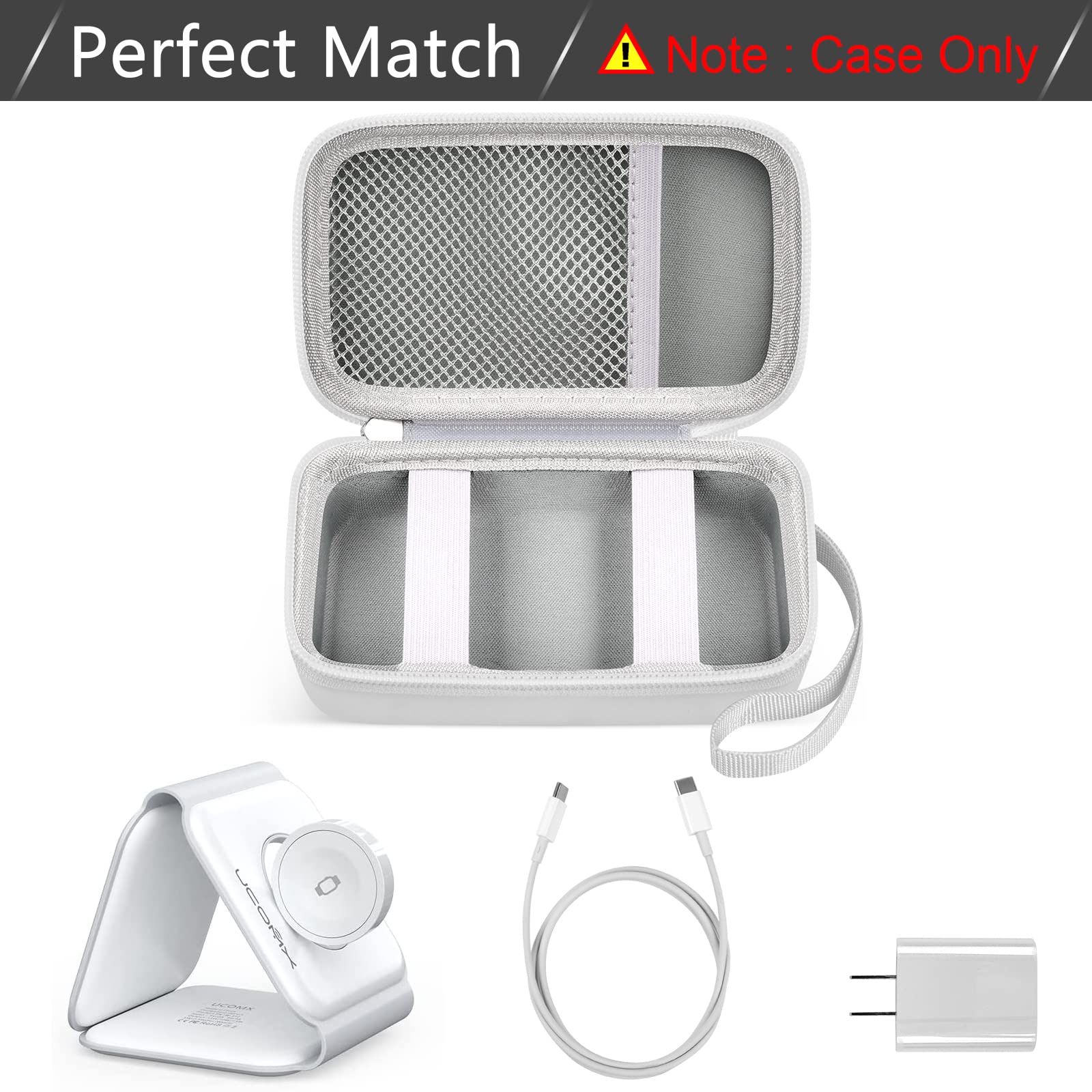 ANKHOH Travel Case for UCOMX/Nano/Iseyyox Wireless Charger - Foldable Magnetic Storage Bag, White, 1 Count, Fast Charge Pad Holder