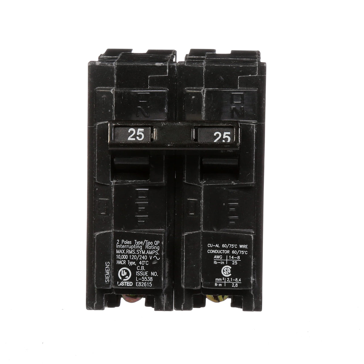 Siemens Q225 2 pole 25a Plug-in 240v breaker Q225 WBIASB00D3Q97NE