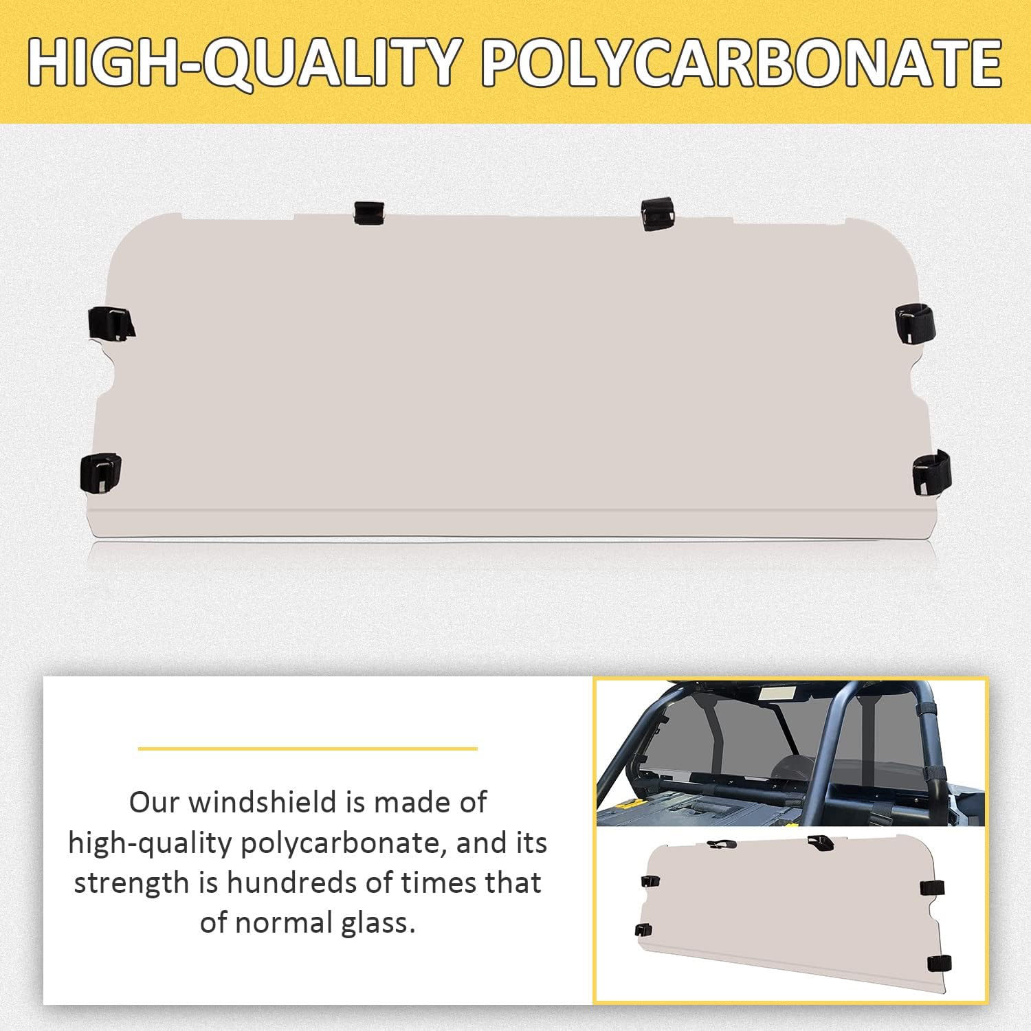 ECOTRIC Tinted Rear Windshield Compatible with 2014+ Polaris RZR XP 1000 XP 4 1000 2016-2022 RZR XP TURBO XP 4 TURBO Dark Windsc