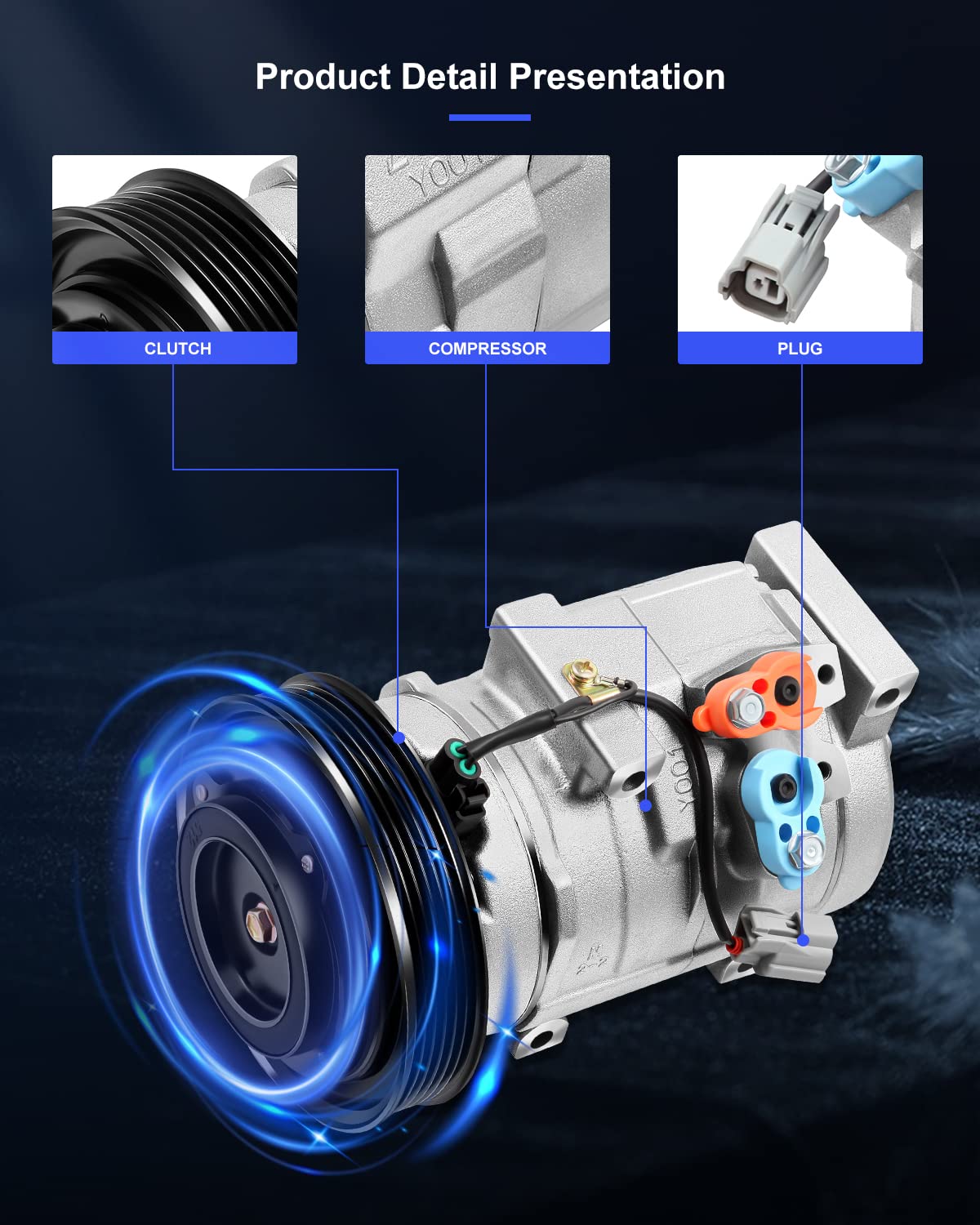 Eccpp Ac Compressor 2003-2006 For Acura Mdx 3.5L 2003-2008 For Honda For Accord Odyssey Pilot Ridgeline 3.0L 3.5L Air Conditioni
